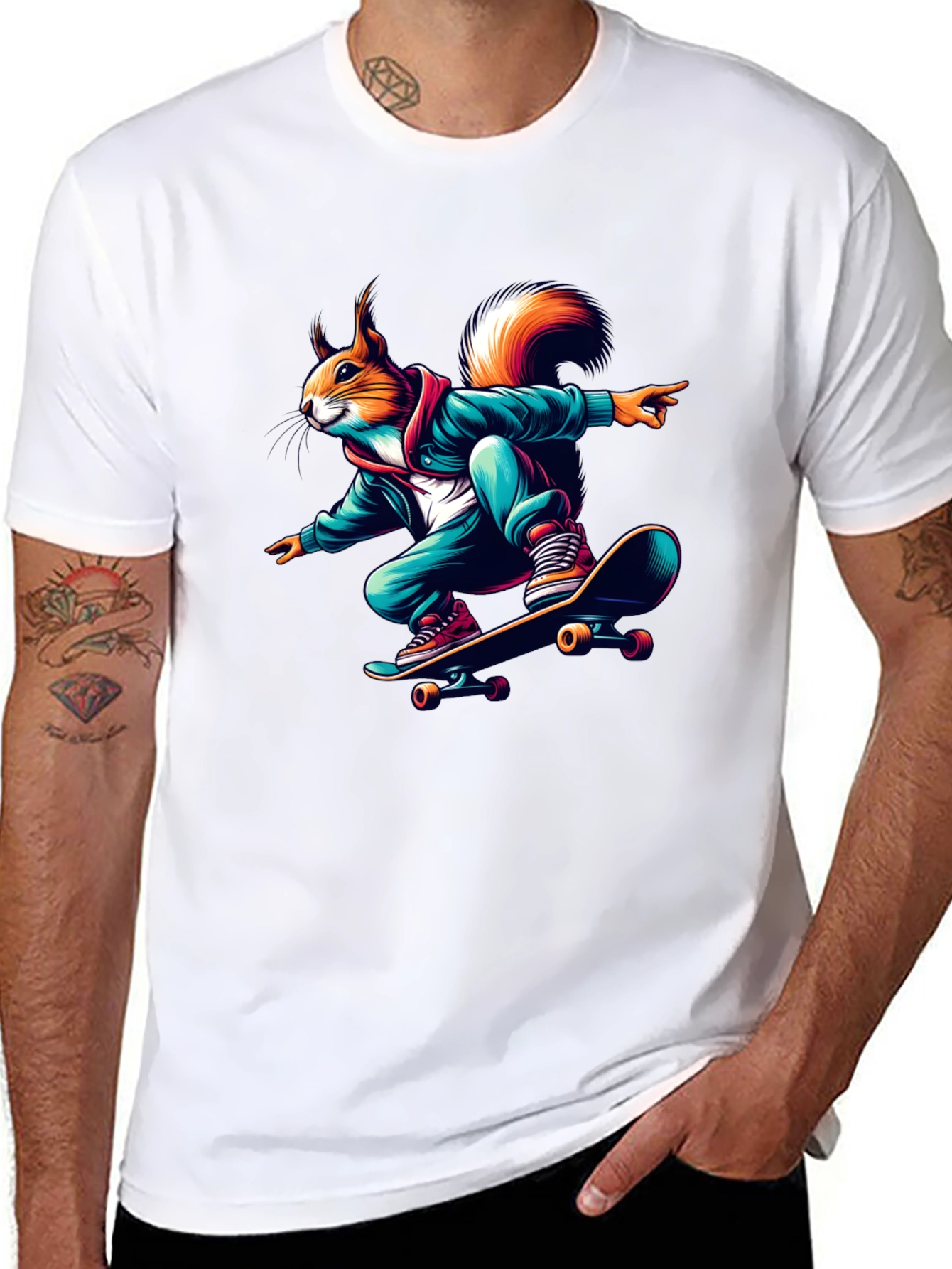 Skateboarding Squirrel Graphic Tee