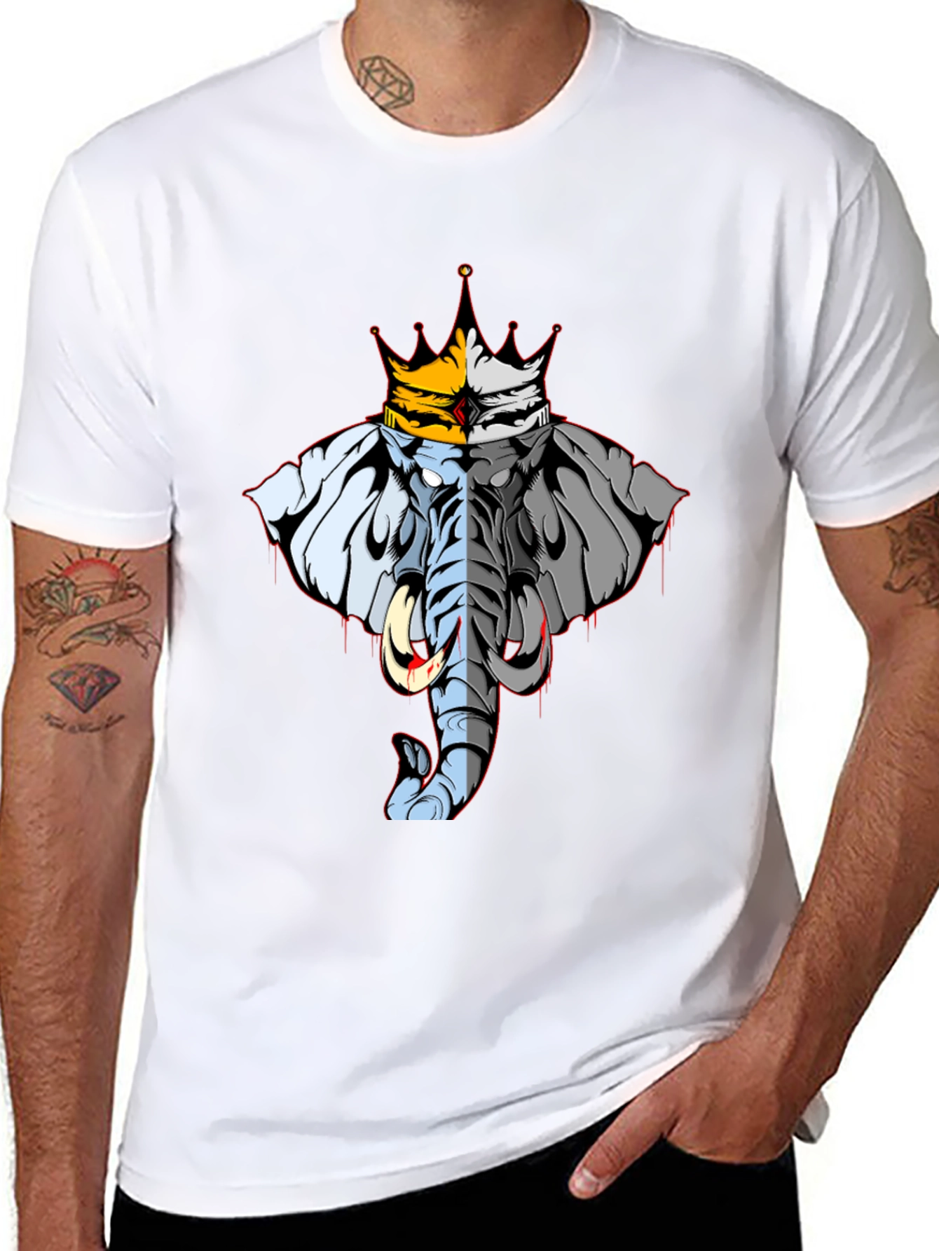 King Elephant Graphic Tee - Unique Design Black T-Shirt