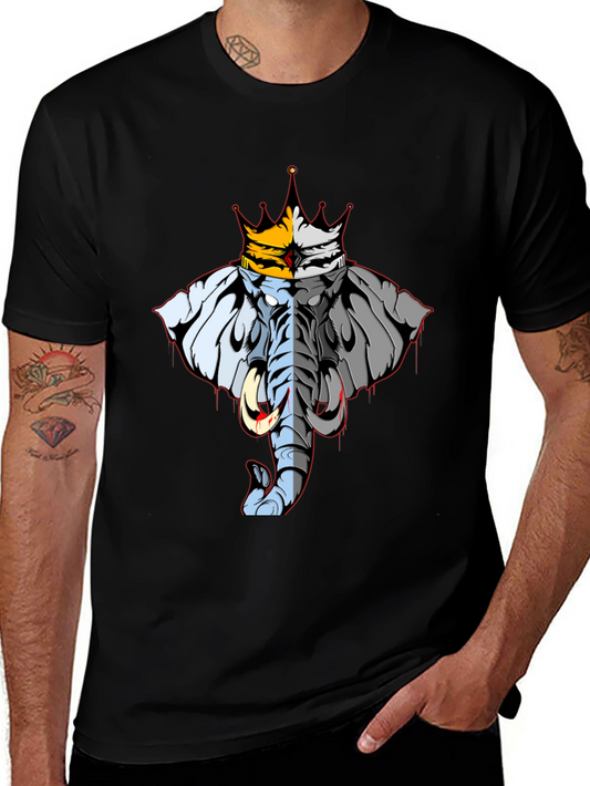 King Elephant Graphic Tee - Unique Design Black T-Shirt