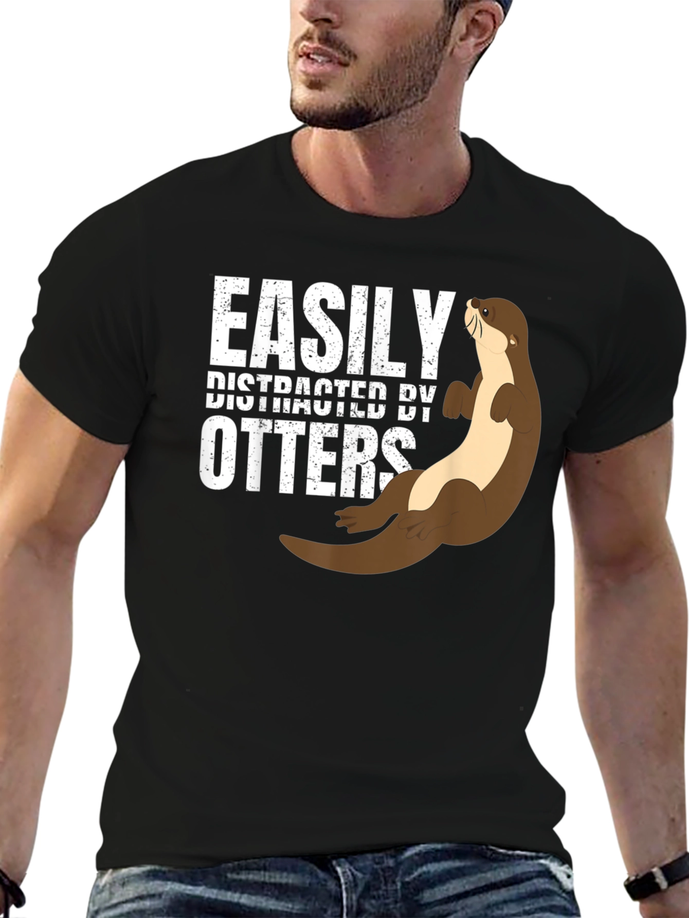 Easily Distracted By Otters Funny Graphic Tee