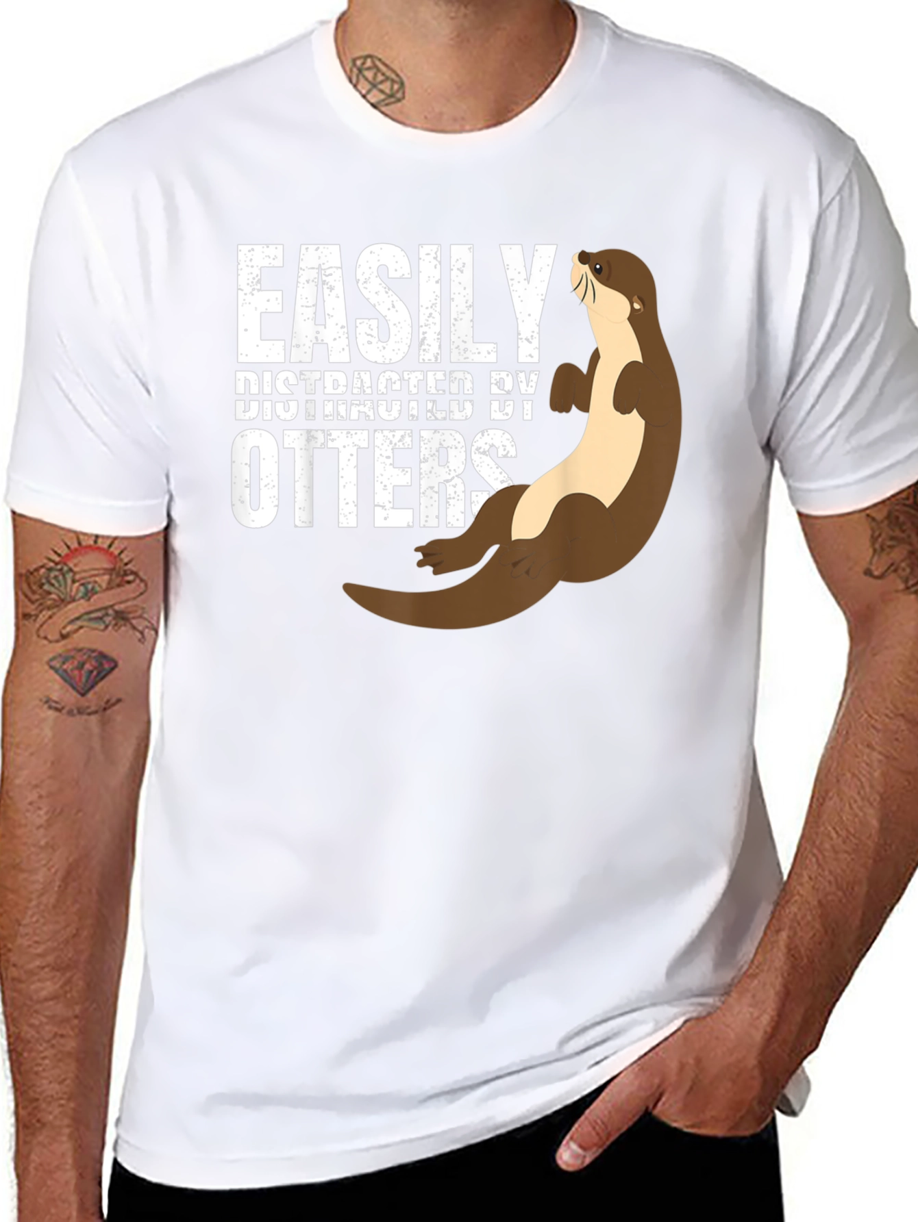 Easily Distracted By Otters Funny Graphic Tee