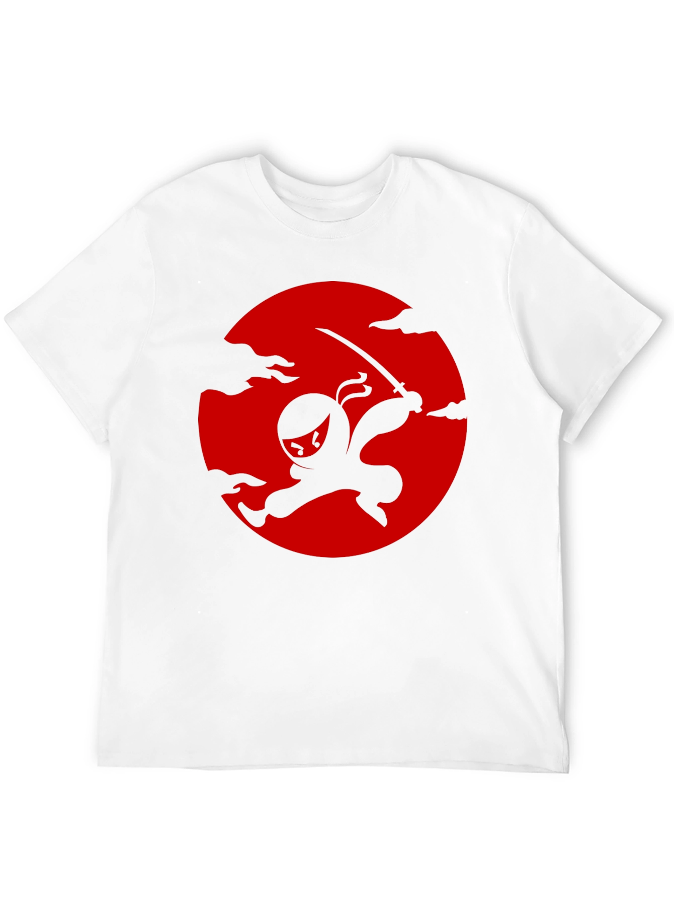 Ninja Silhouette Graphic Tee - Black Cotton T-Shirt