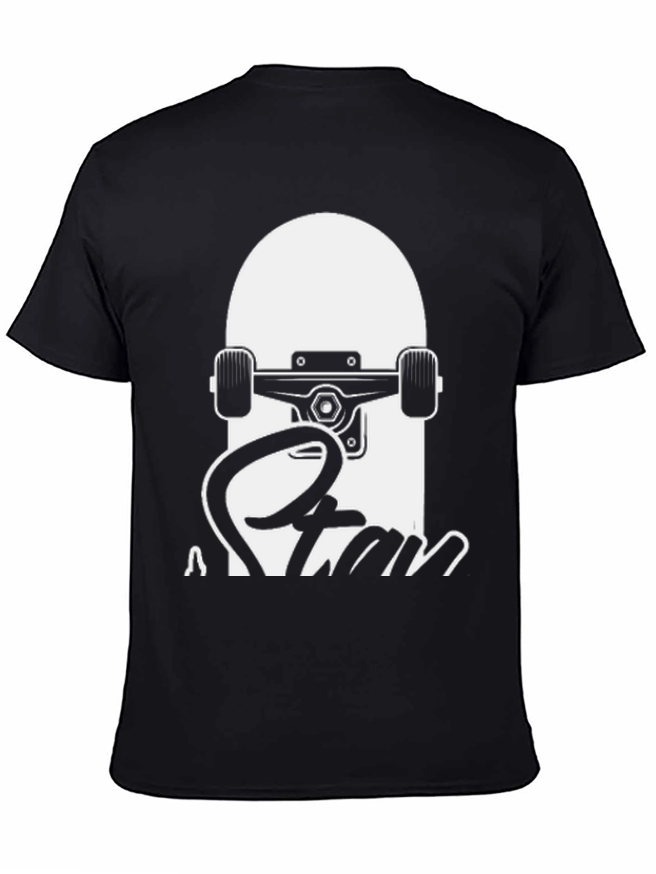 Skateboard Graphic Tee - Black Cotton T-Shirt