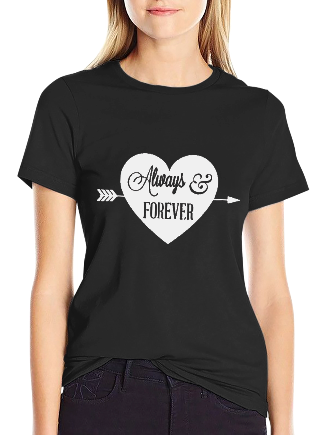 Always & Forever Heart Graphic Tee - Black