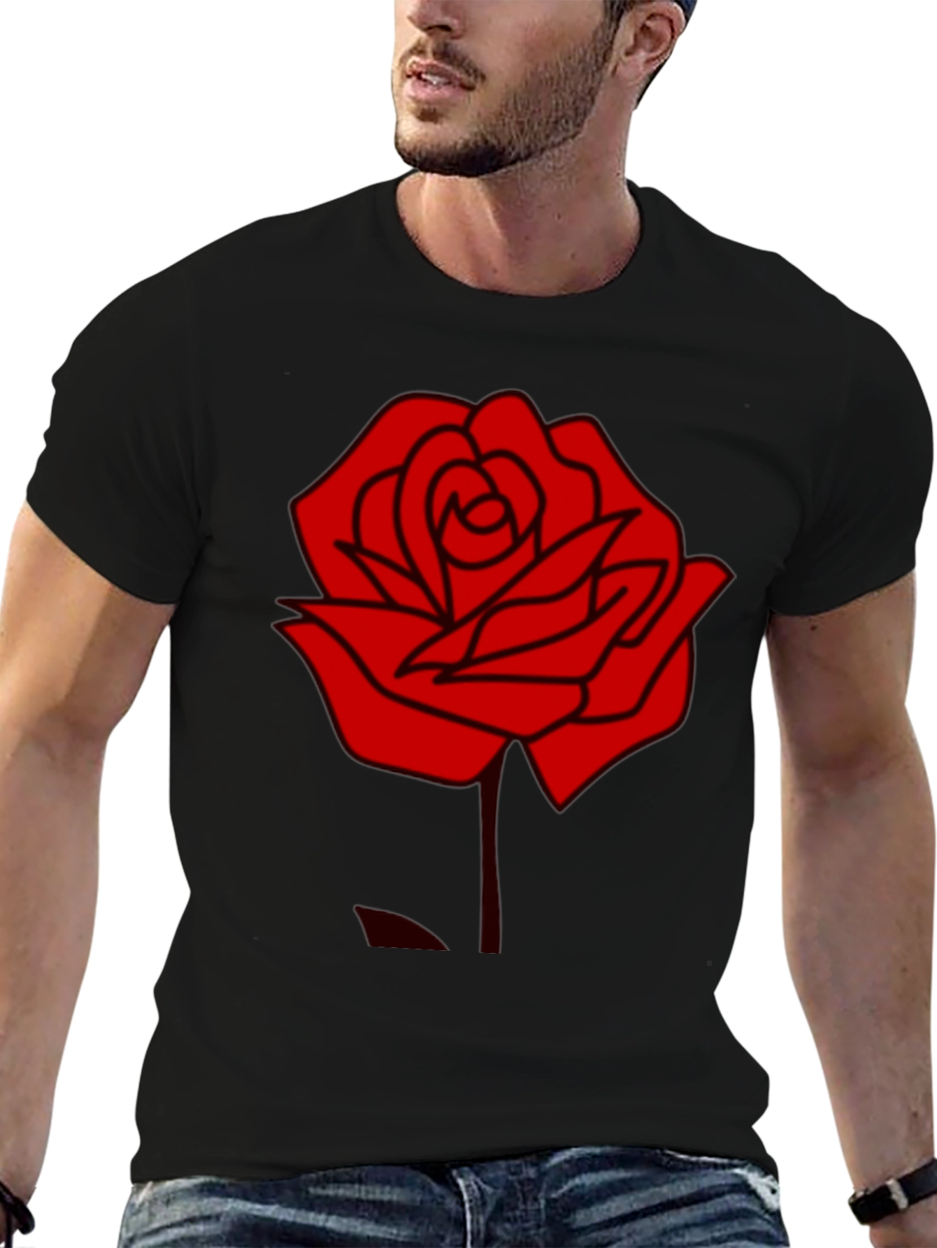 Rose Graphic Black T-Shirt - Stylish Casual Wear