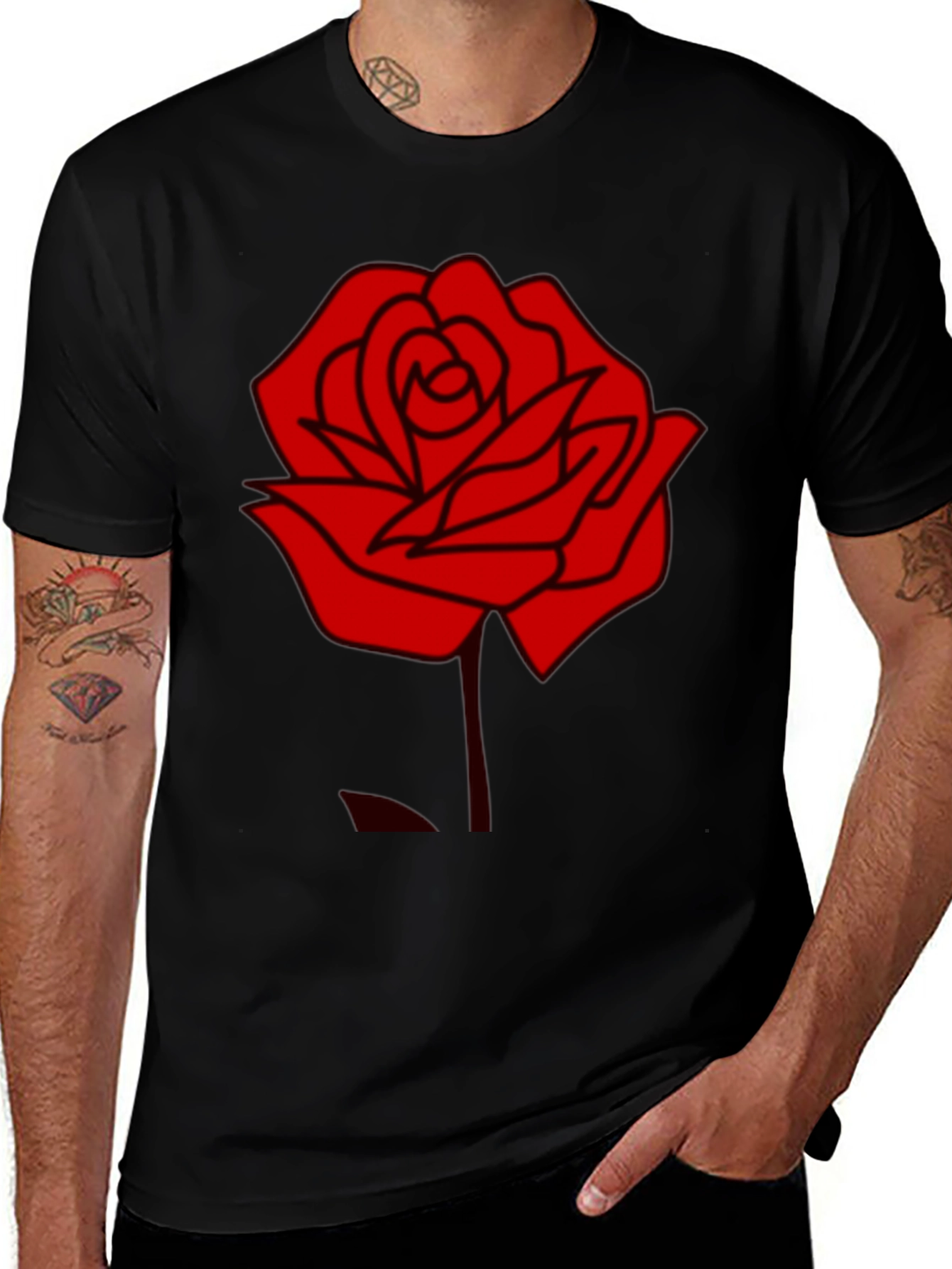 Rose Graphic Black T-Shirt - Stylish Casual Wear