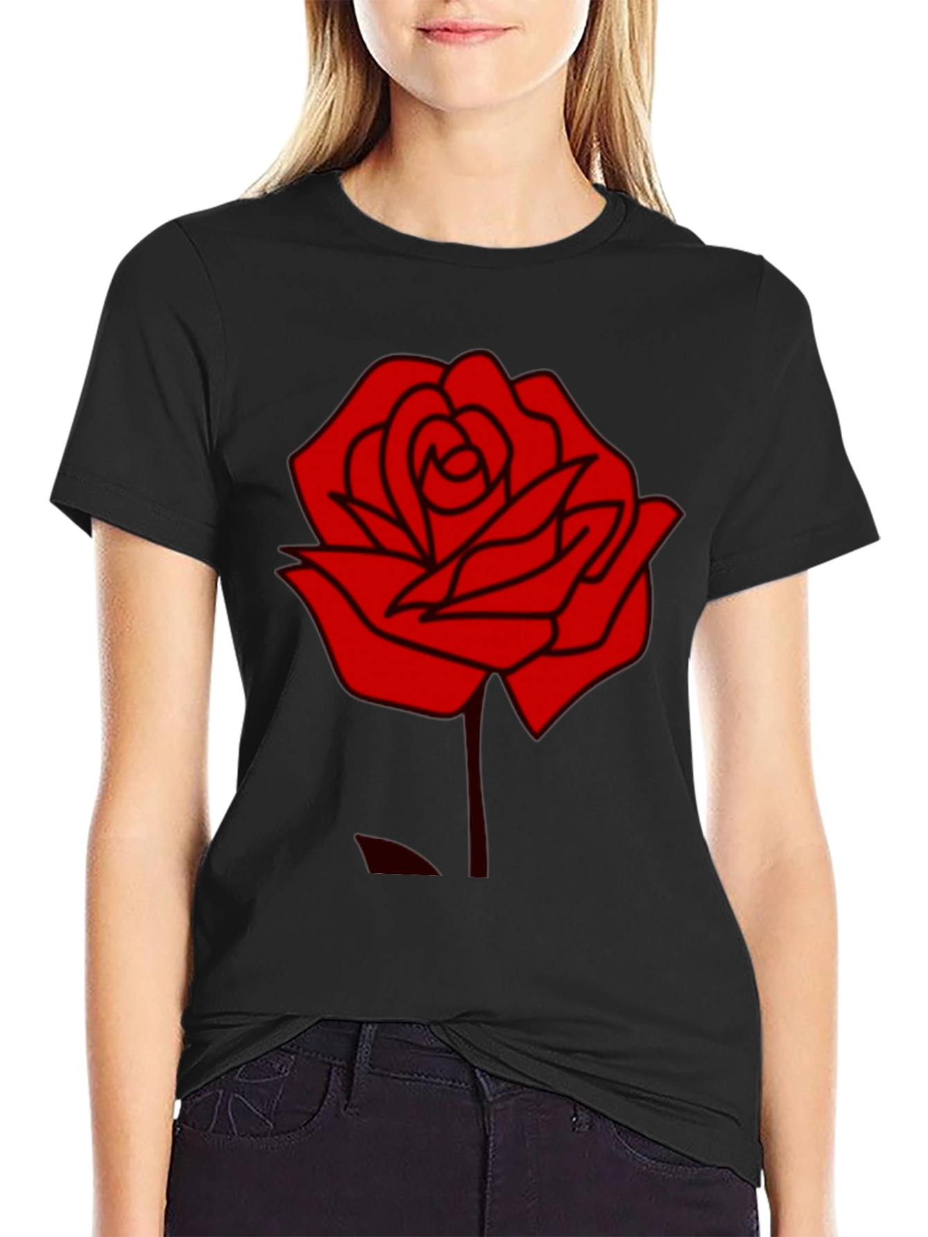 Rose Graphic Black T-Shirt - Stylish Casual Wear