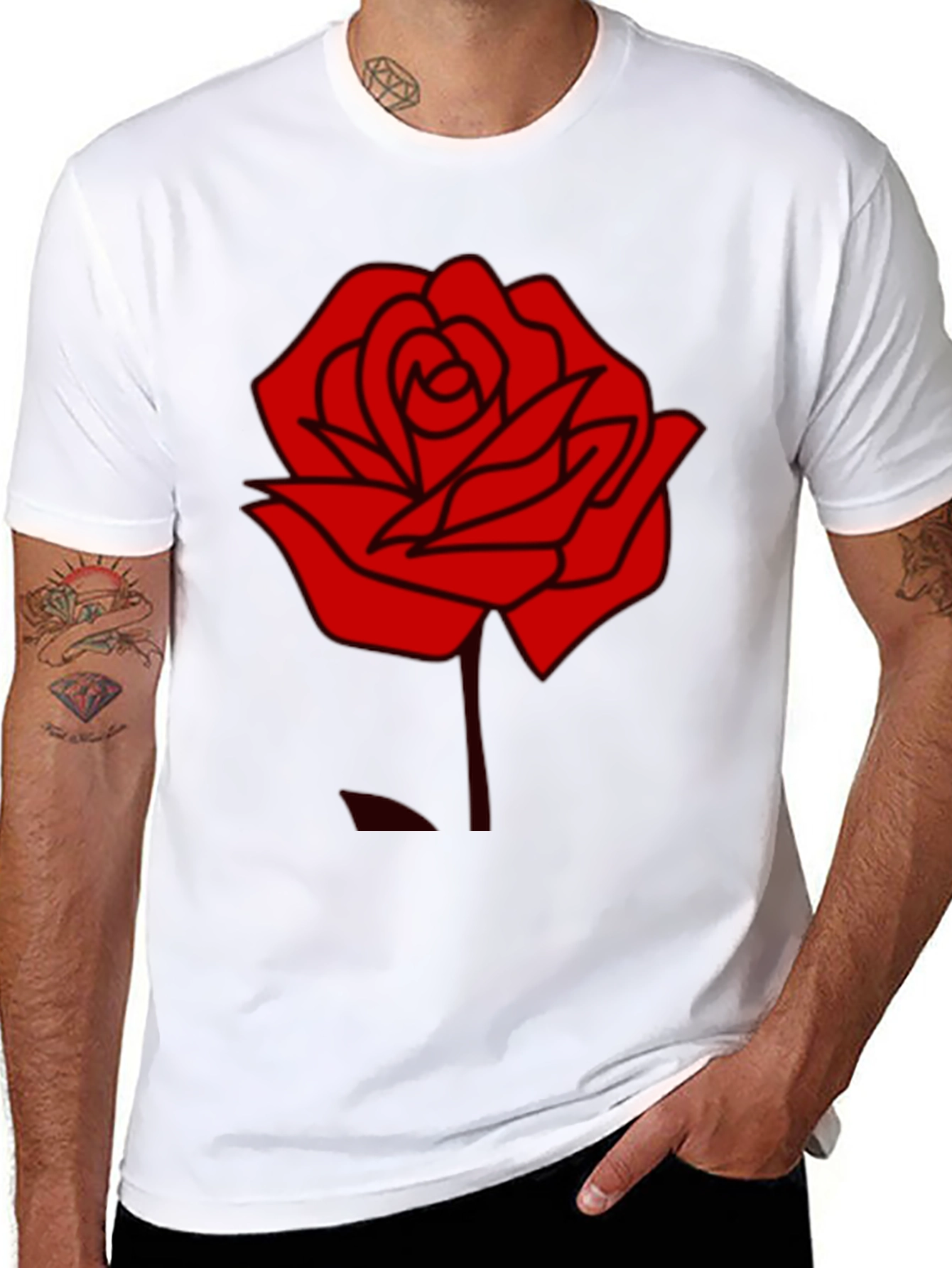 Rose Graphic Black T-Shirt - Stylish Casual Wear