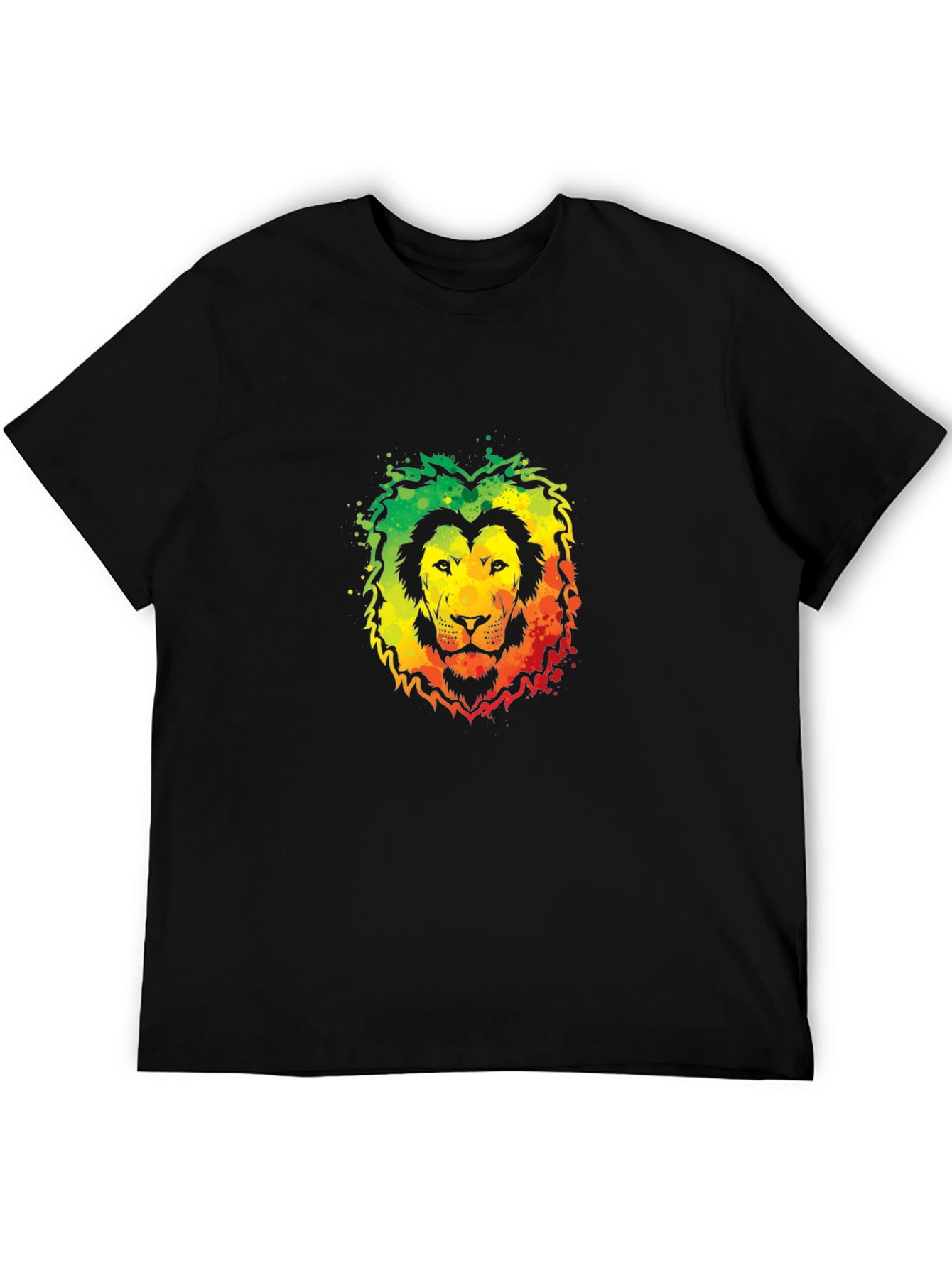 Rasta Lion Graphic Tee - Black Cotton T-Shirt
