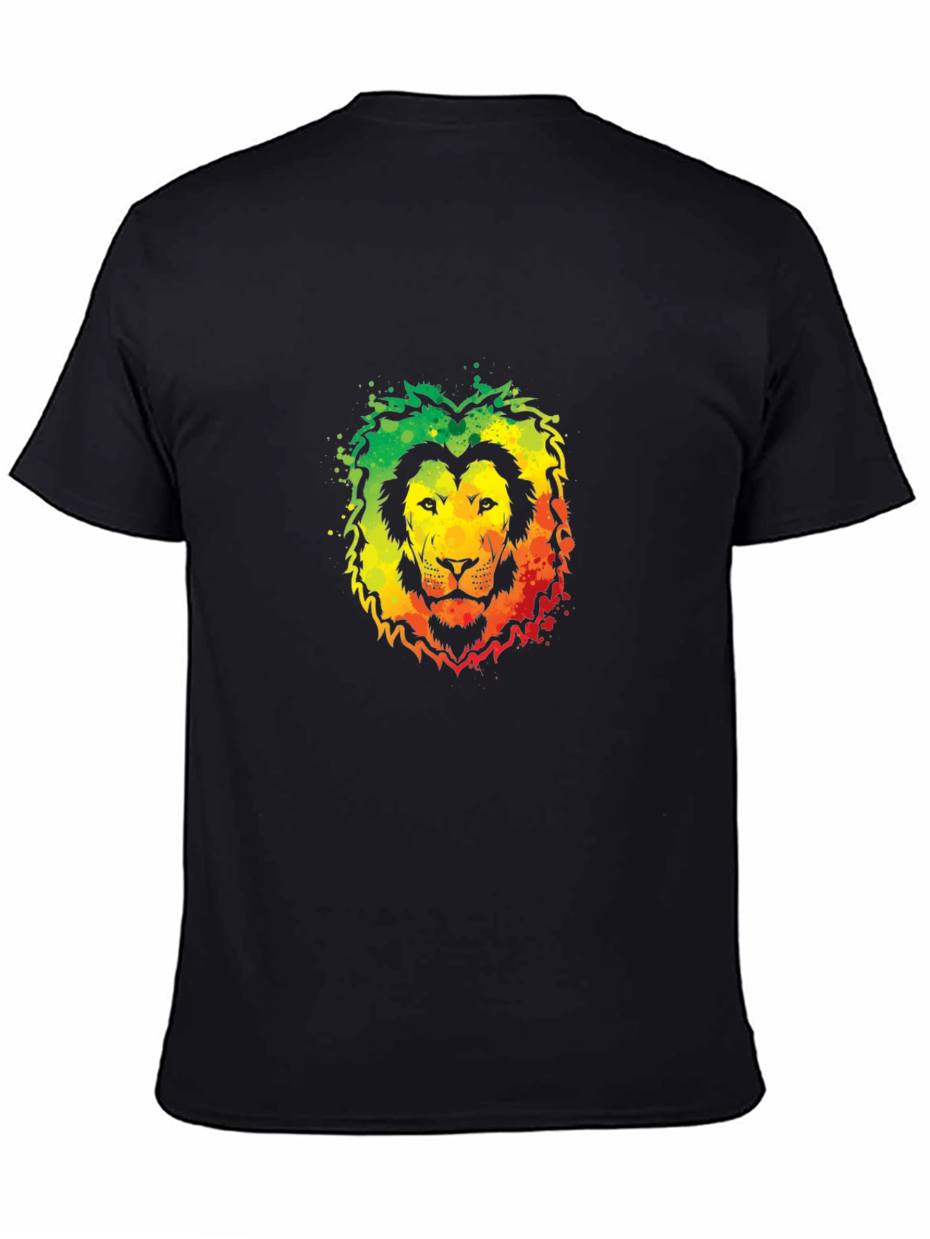 Rasta Lion Graphic Tee - Black Cotton T-Shirt