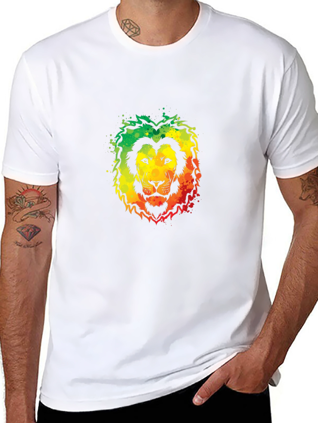 Rasta Lion Graphic Tee - Black Cotton T-Shirt