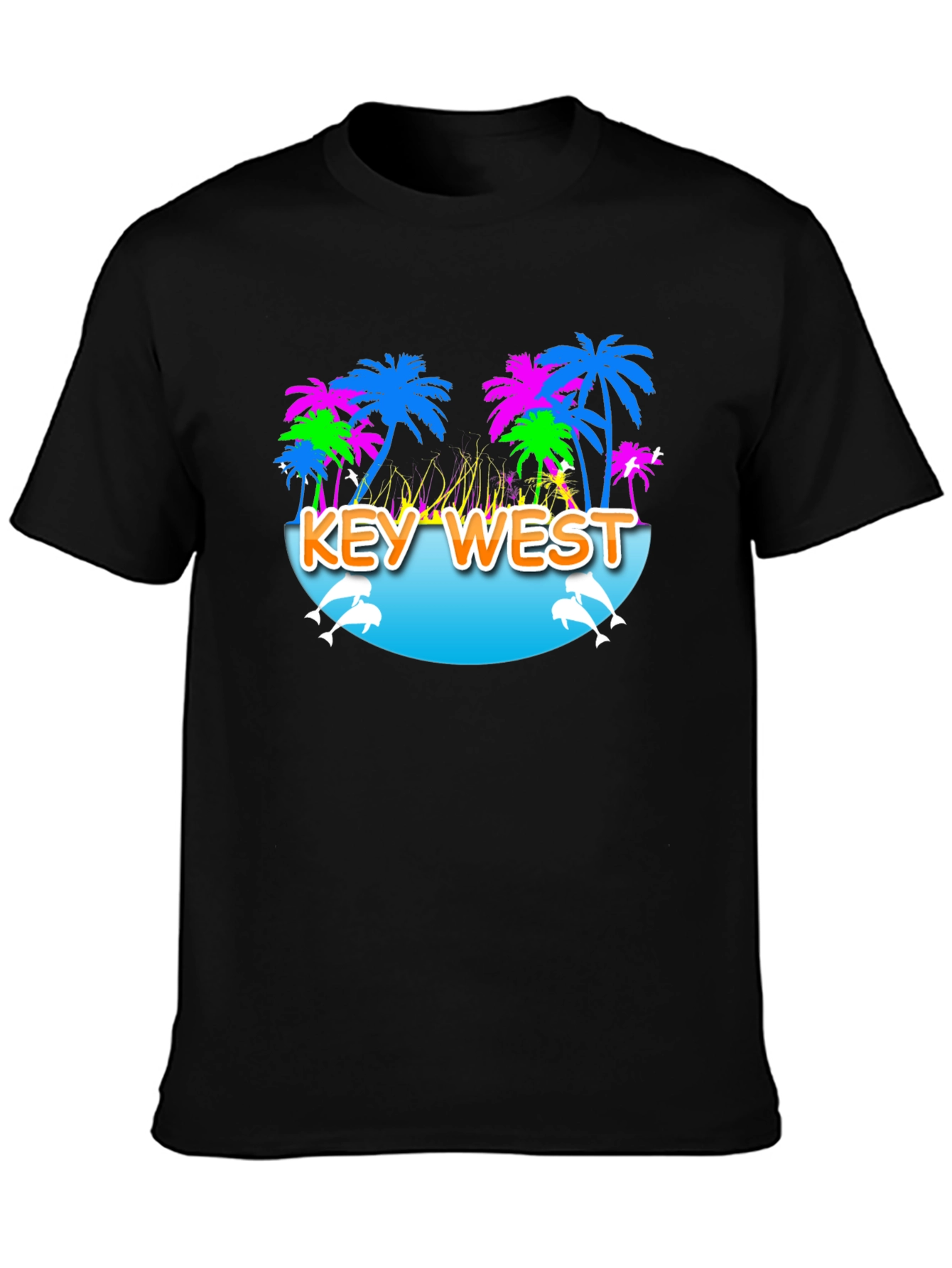 Key West Palm Tree Dolphin Graphic Tee