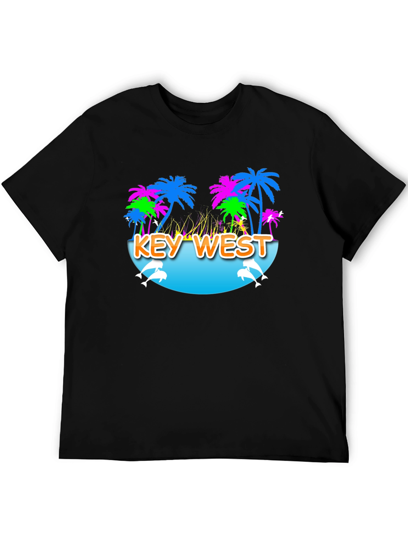 Key West Palm Tree Dolphin Graphic Tee