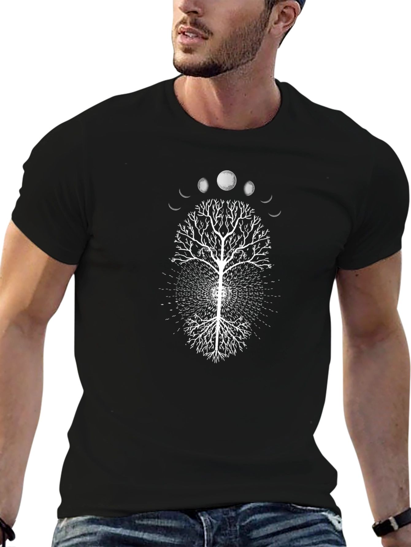 Mystic Tree Graphic Tee - Black Cotton T-Shirt