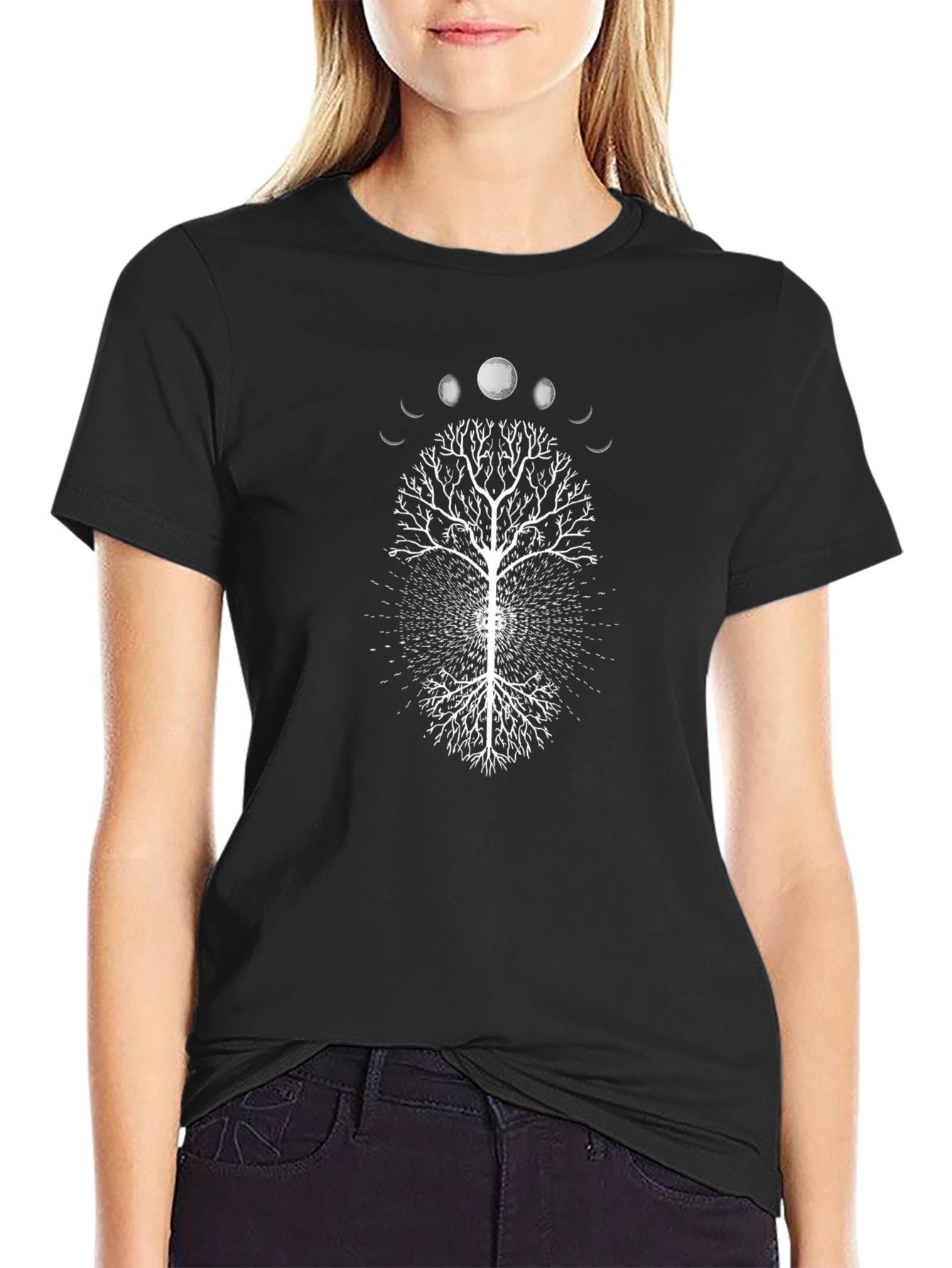 Mystic Tree Graphic Tee - Black Cotton T-Shirt