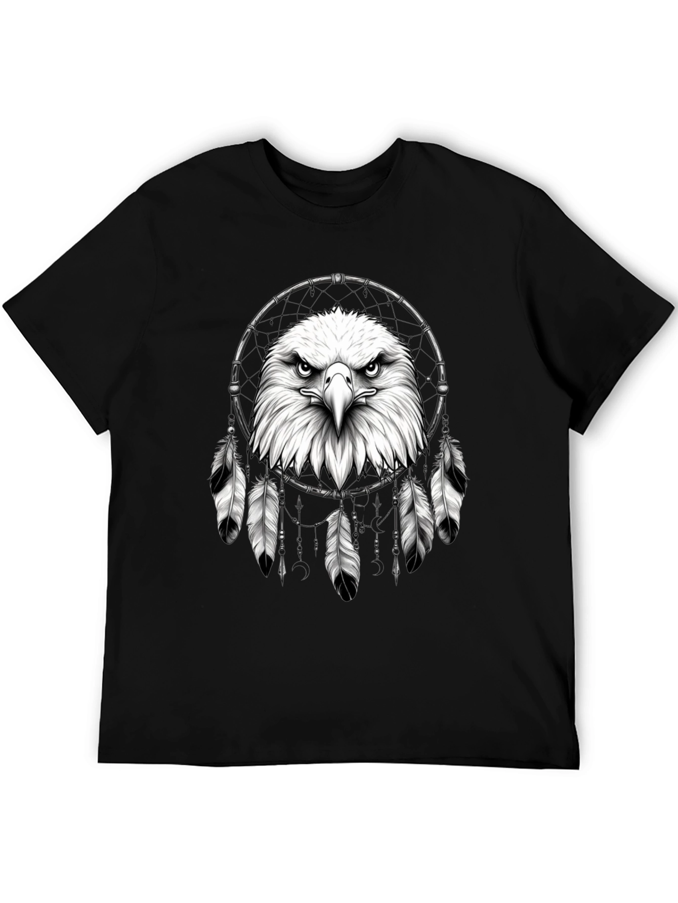Eagle Dreamcatcher Graphic Tee - Black Cotton Comfort