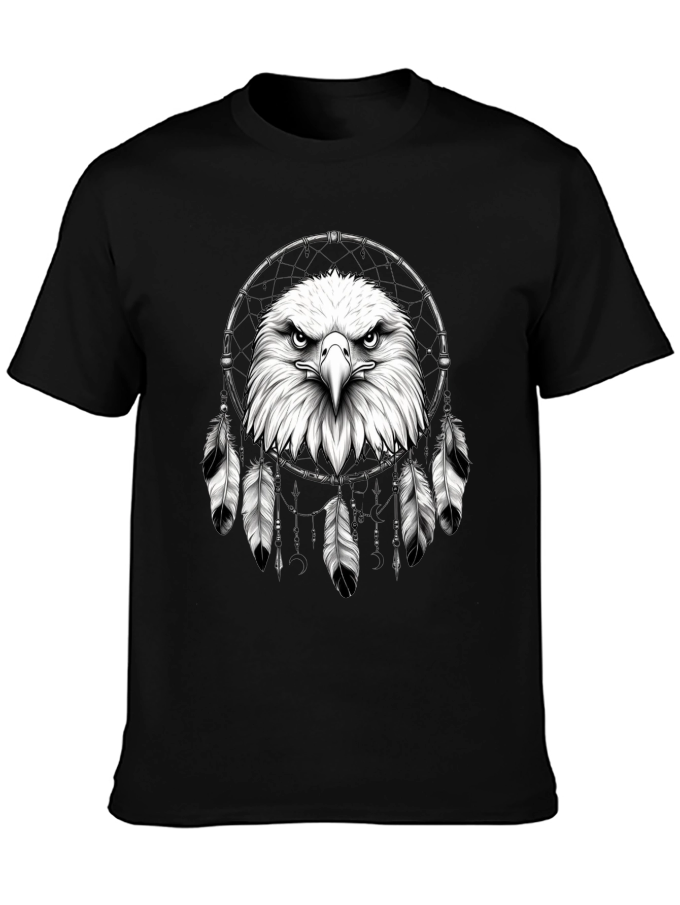 Eagle Dreamcatcher Graphic Tee - Black Cotton Comfort