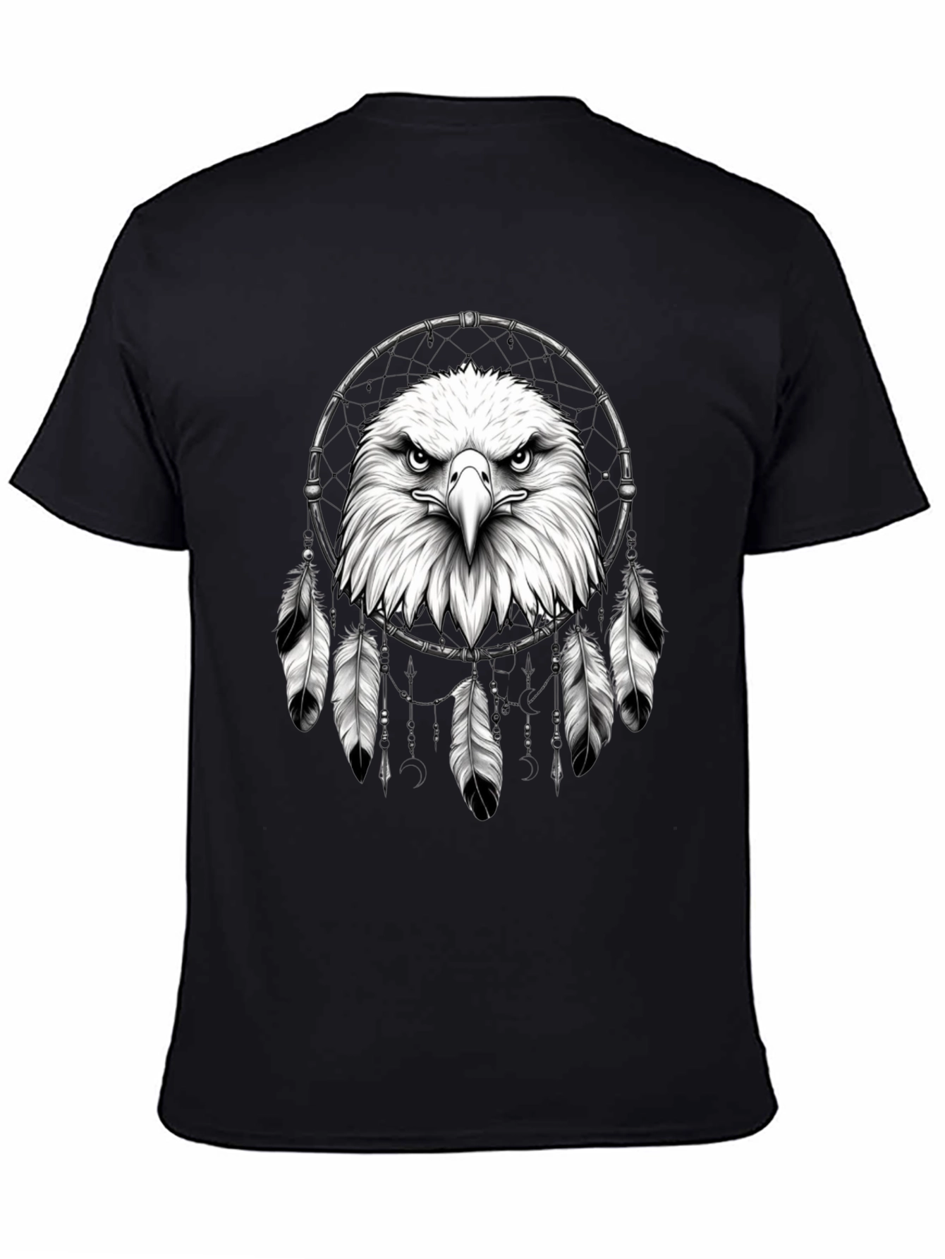 Eagle Dreamcatcher Graphic Tee - Black Cotton Comfort