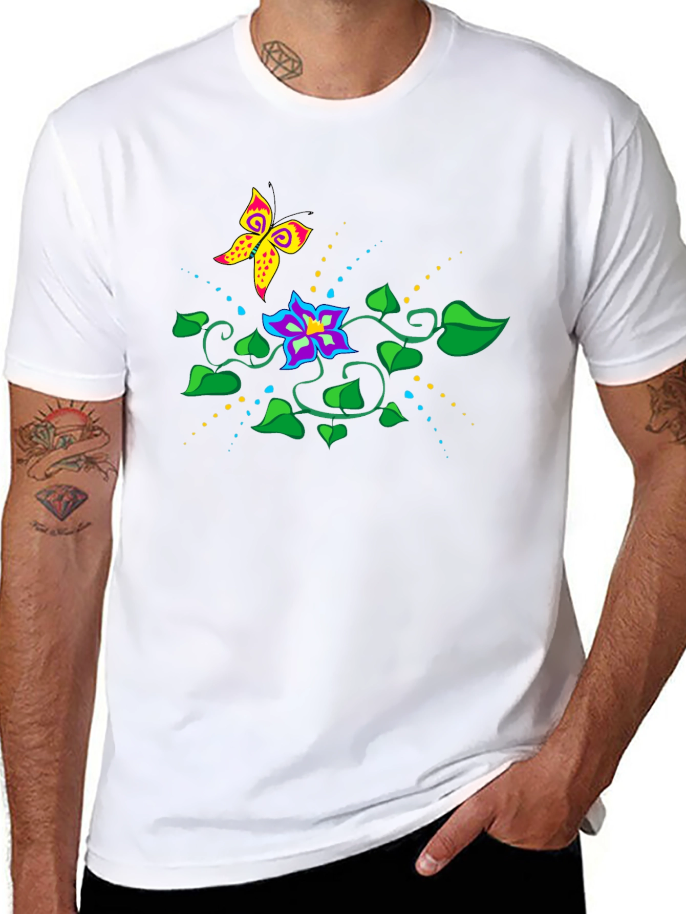 Butterfly and Floral Graphic Tee