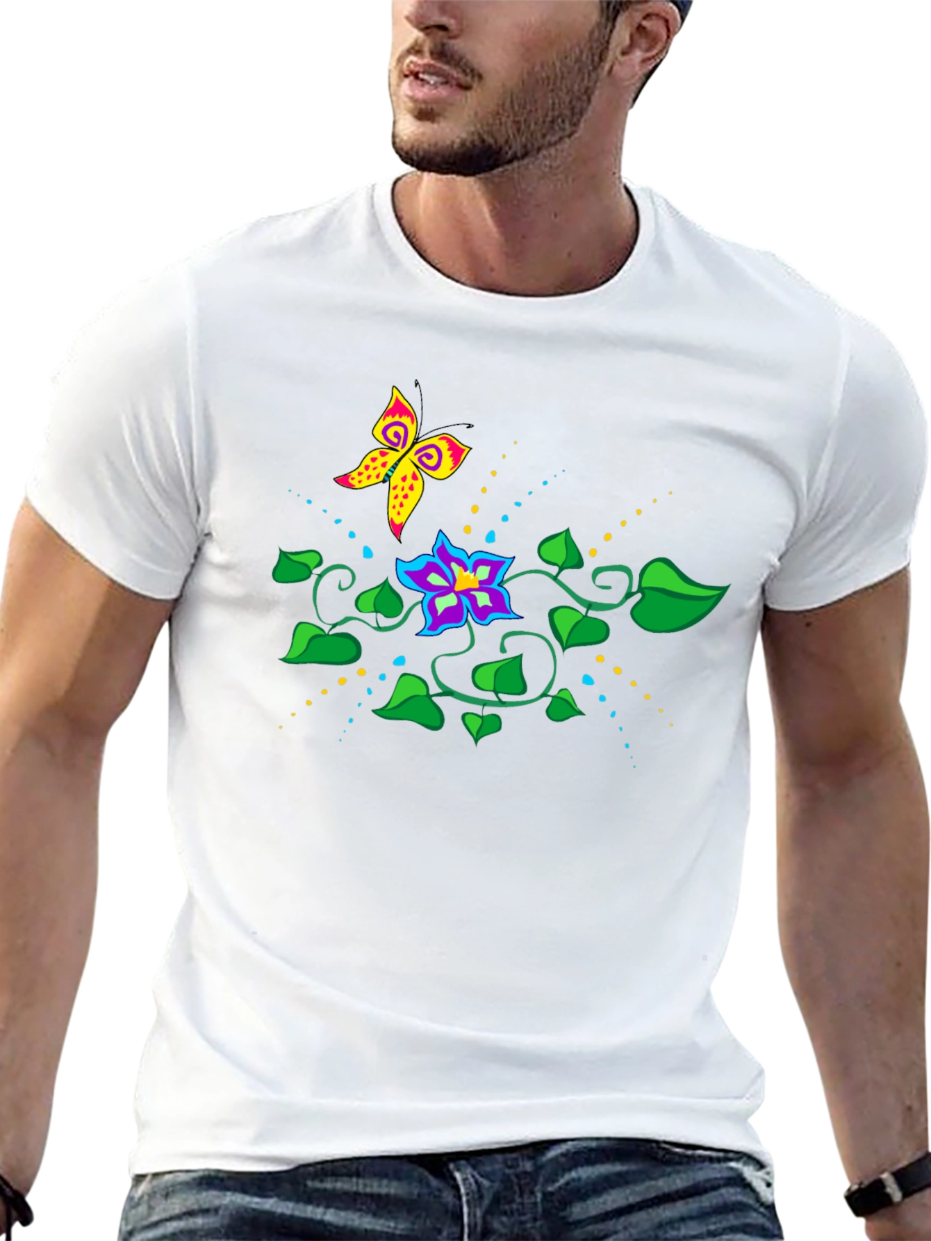 Butterfly and Floral Graphic Tee
