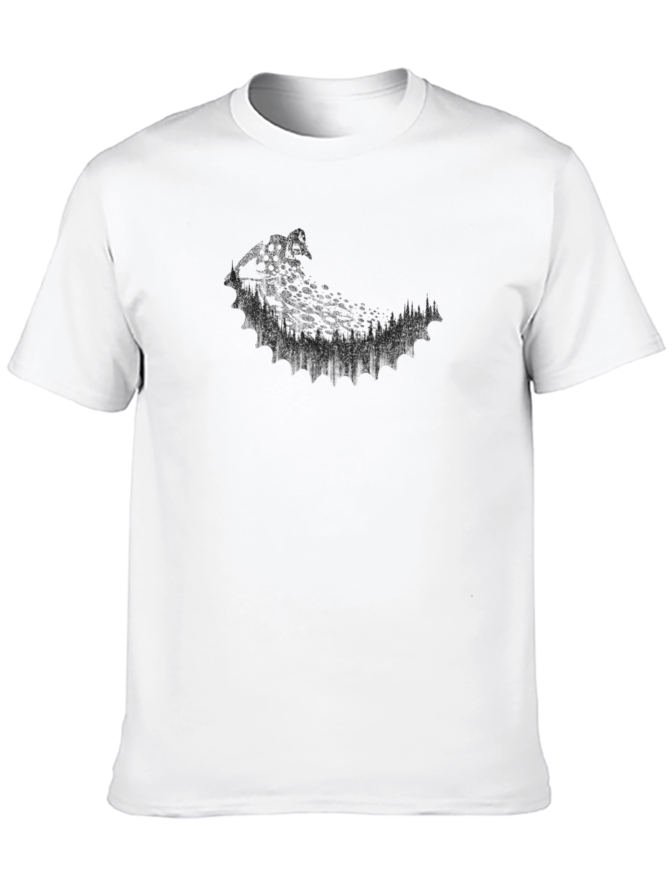 Mens Black Graphic Tee - Abstract Wildlife Design