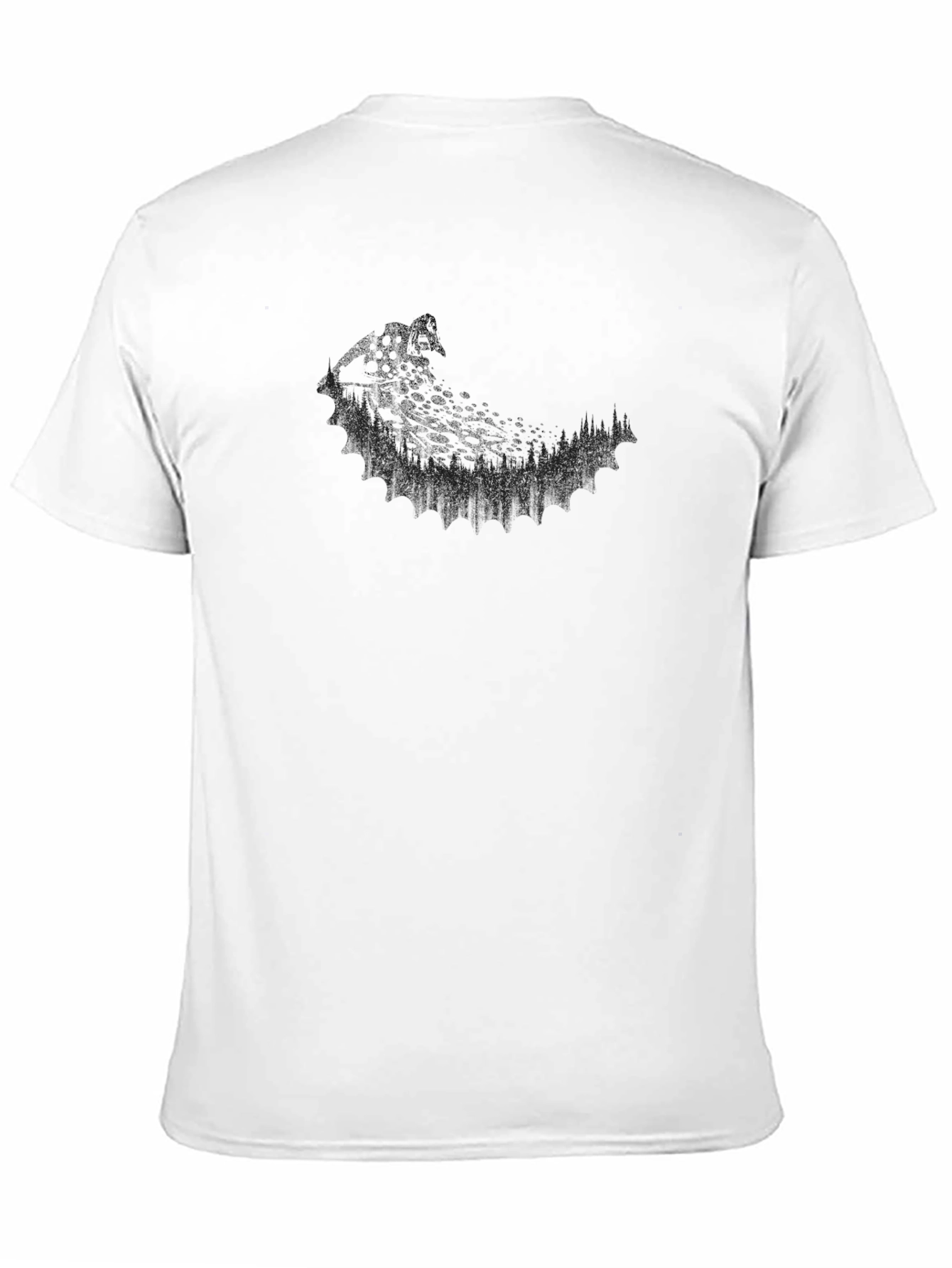 Mens Black Graphic Tee - Abstract Wildlife Design