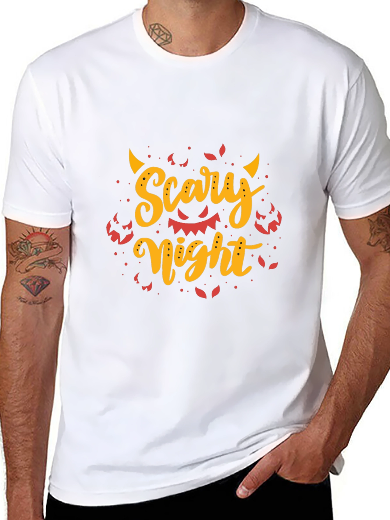 Scary Night Halloween Graphic Tee - Mens Black T-Shirt