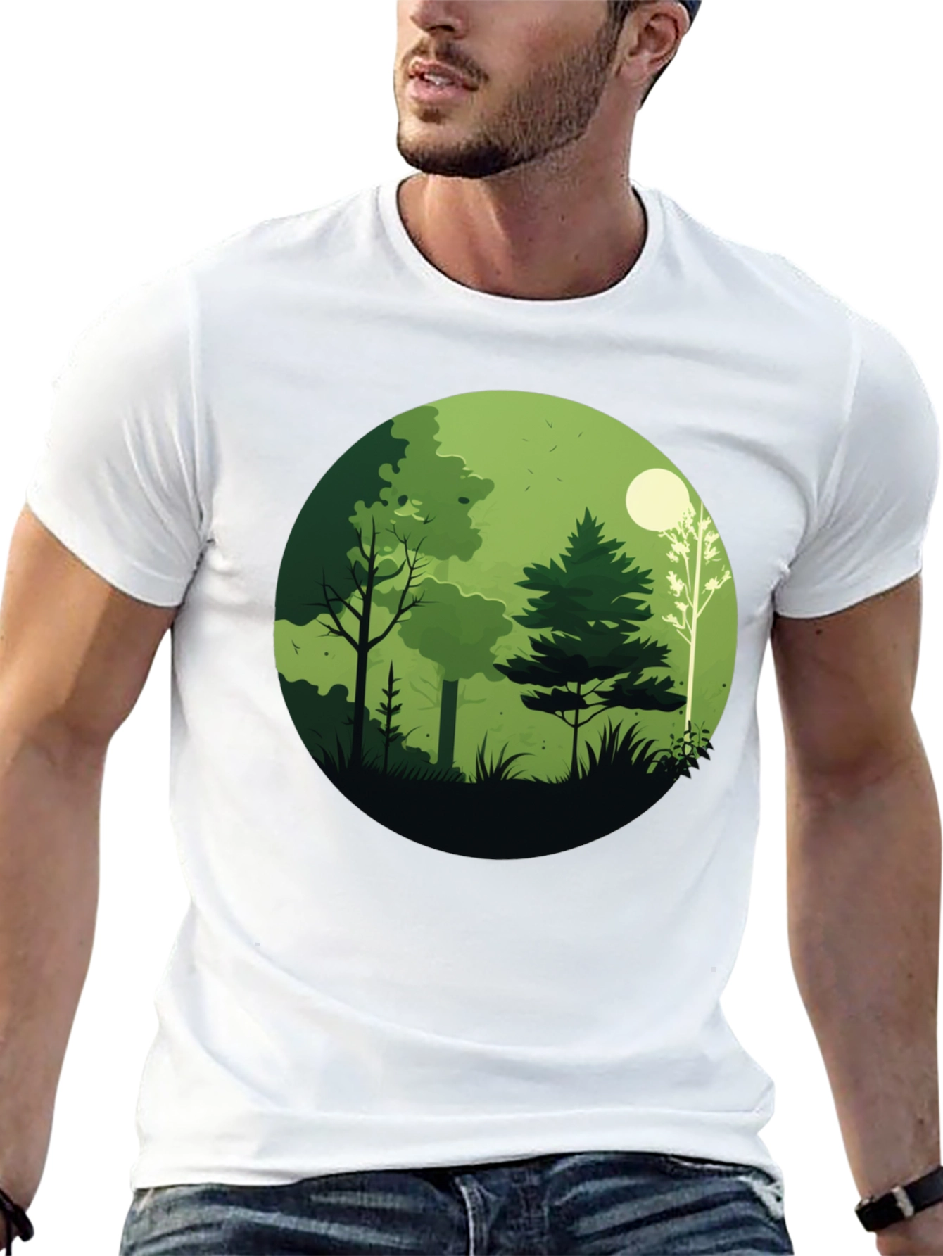 Nature Scene Graphic Tee - Black Cotton Blend