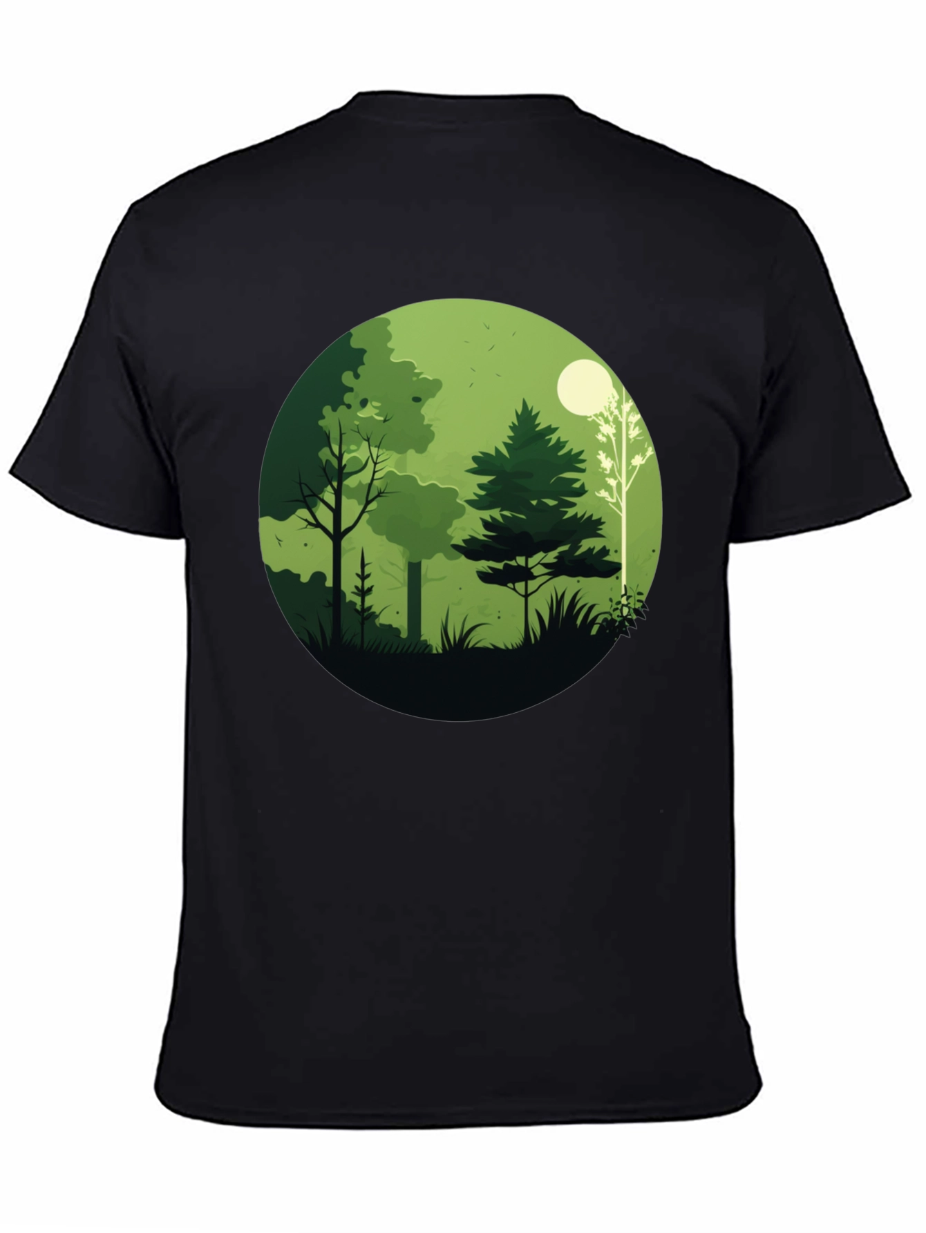 Nature Scene Graphic Tee - Black Cotton Blend