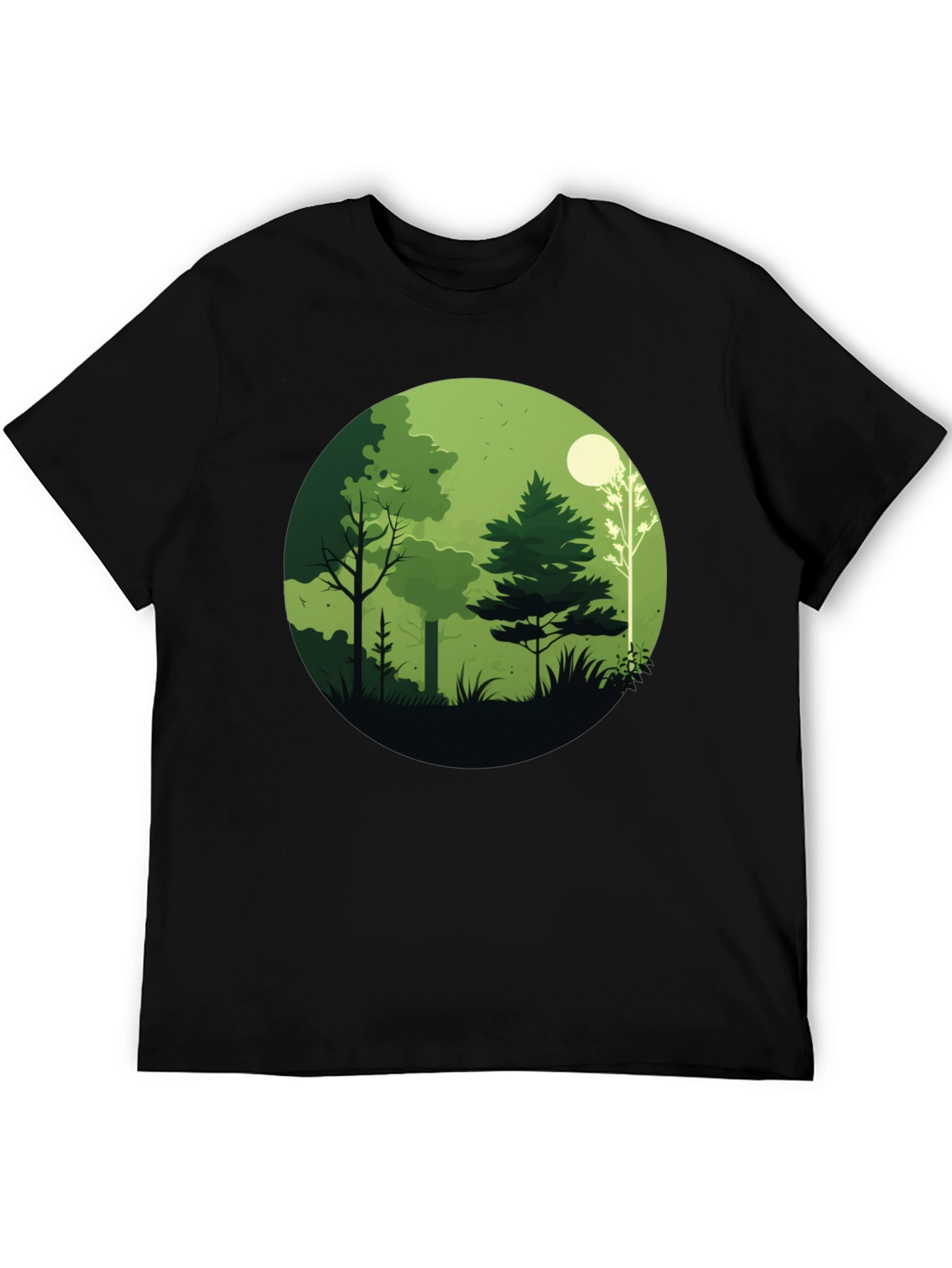 Nature Scene Graphic Tee - Black Cotton Blend