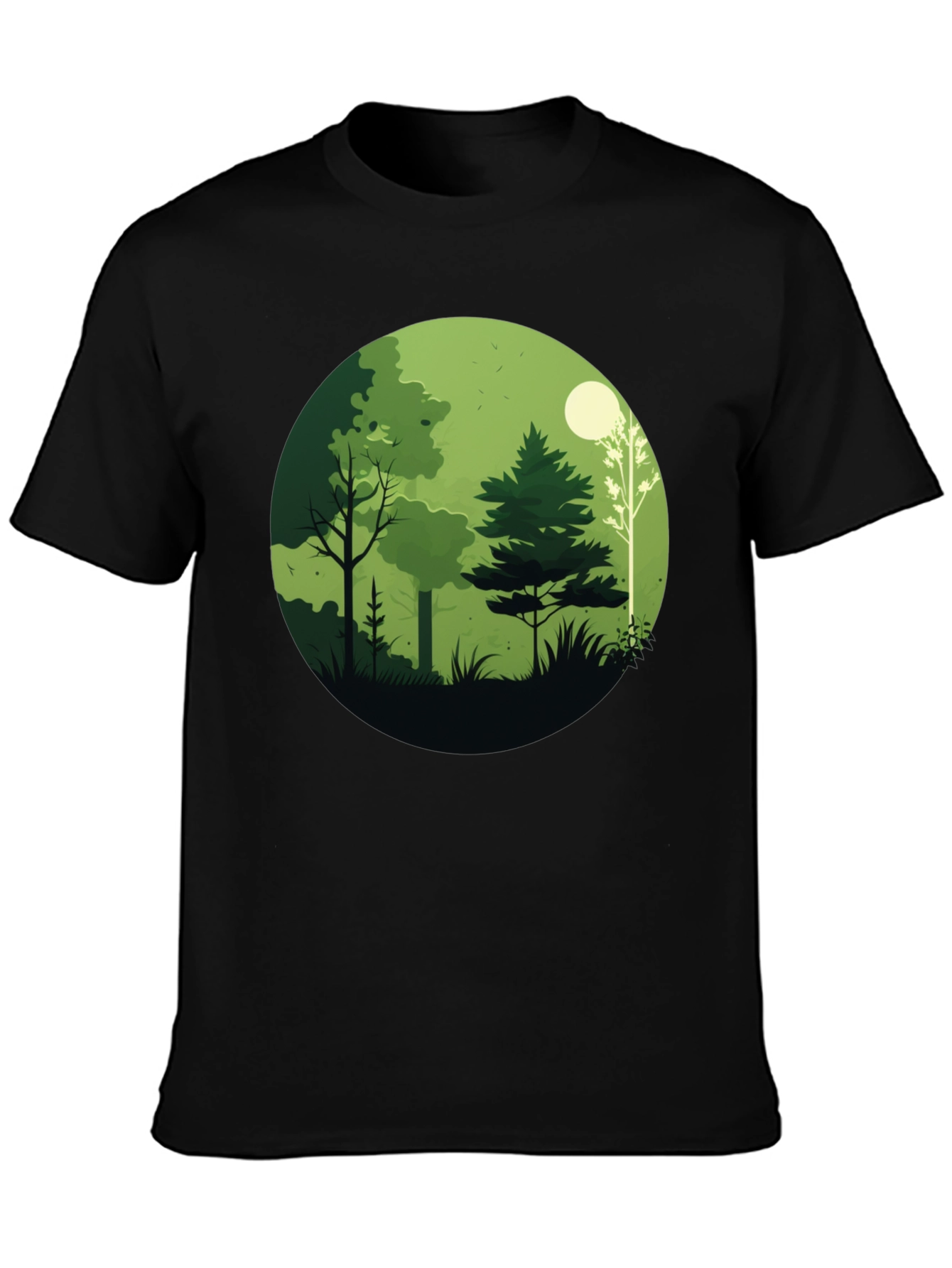 Nature Scene Graphic Tee - Black Cotton Blend