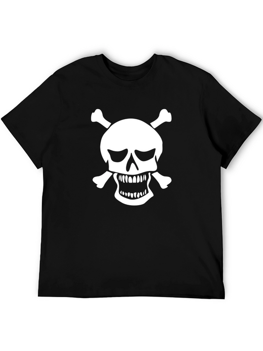 Skull & Crossbones Graphic Tee - Black Cotton T-Shirt