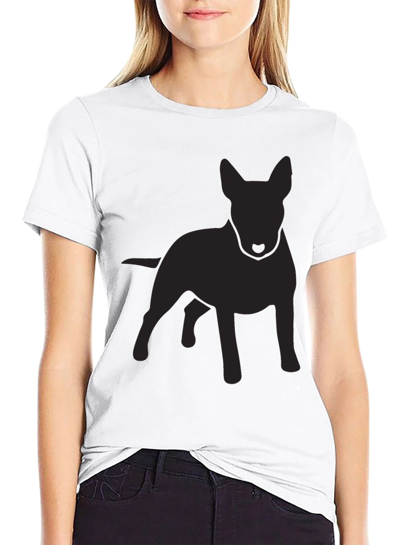 Mens Black Bull Terrier Silhouette T-Shirt
