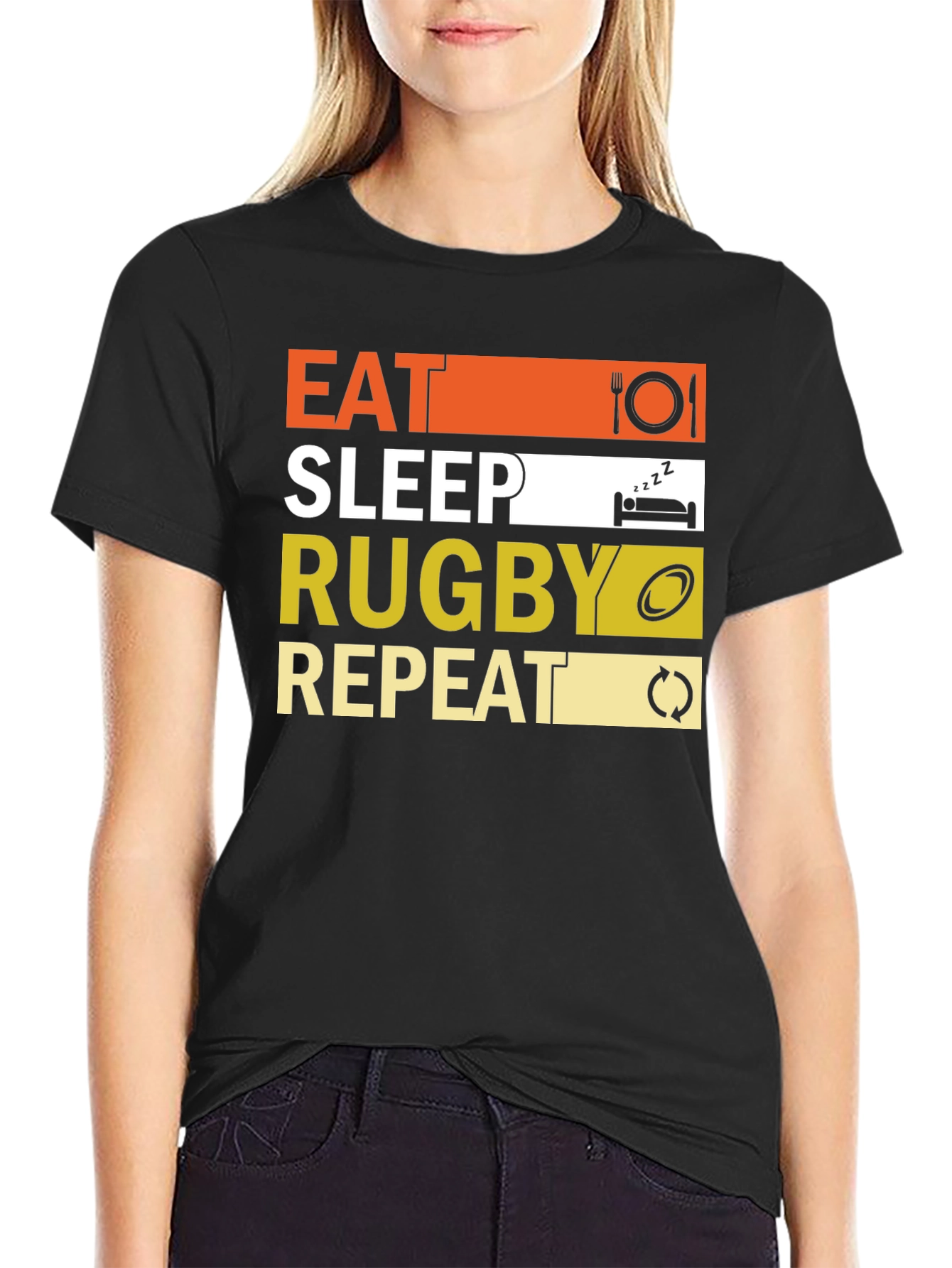 Eat Sleep Rugby Repeat Graphic Tee