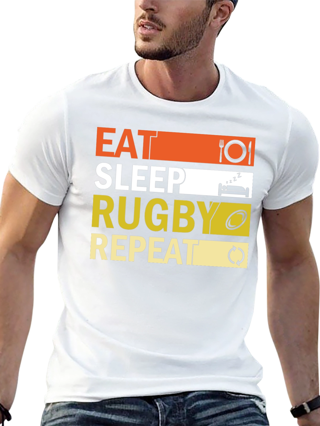 Eat Sleep Rugby Repeat Graphic Tee