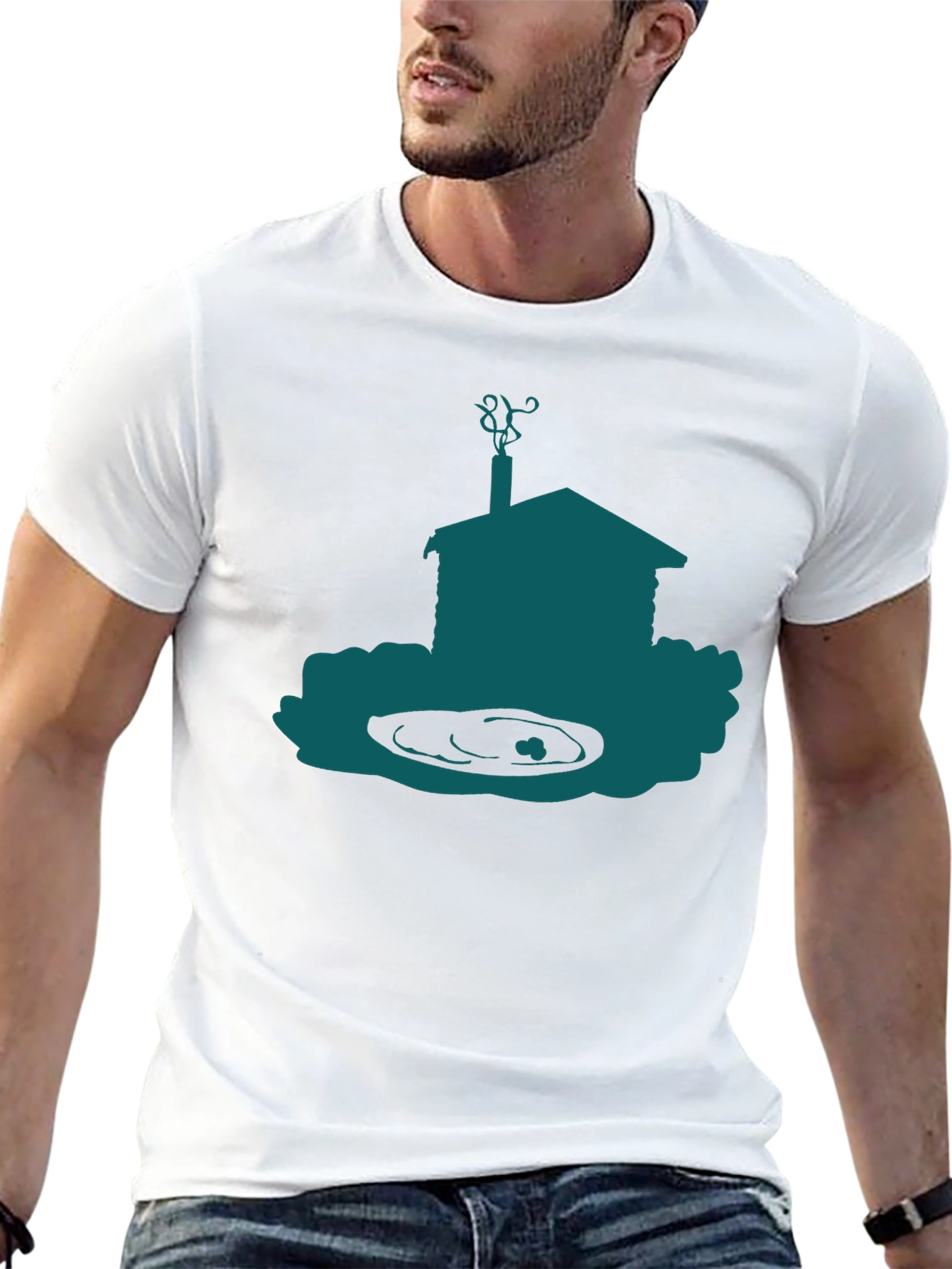 Cabin Silhouette Graphic Tee - Black