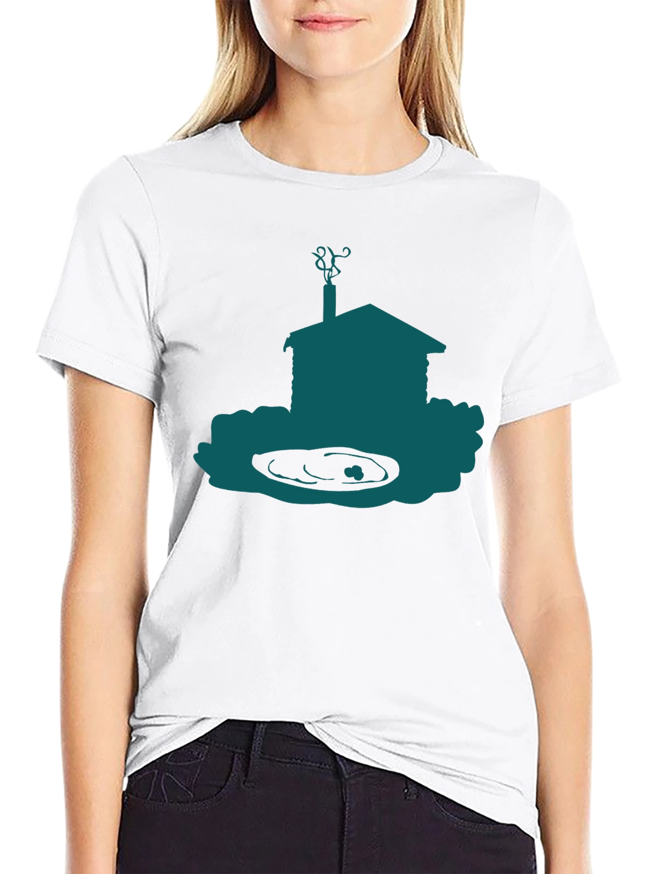 Cabin Silhouette Graphic Tee - Black