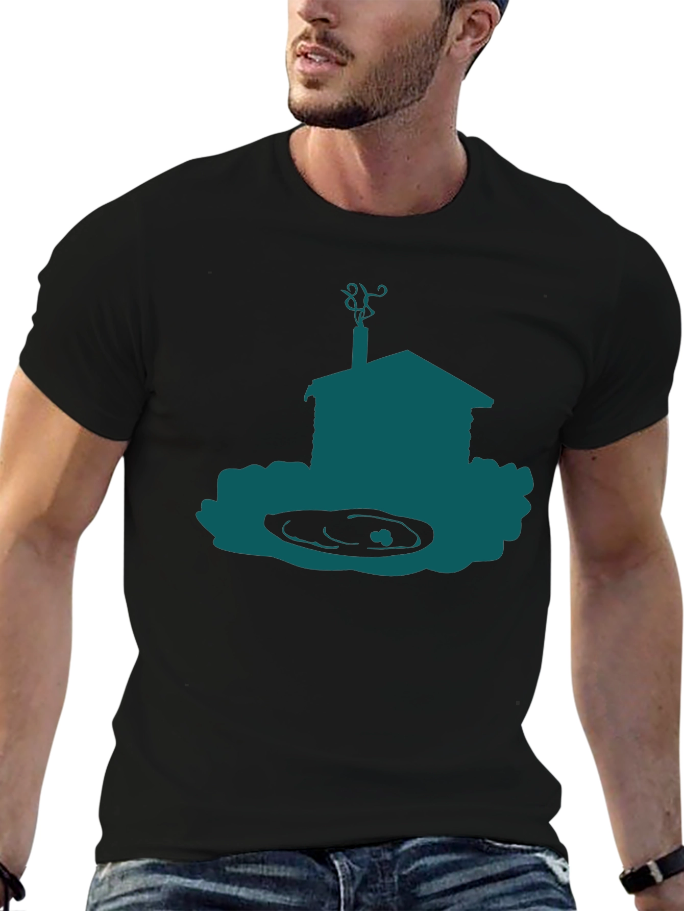 Cabin Silhouette Graphic Tee - Black
