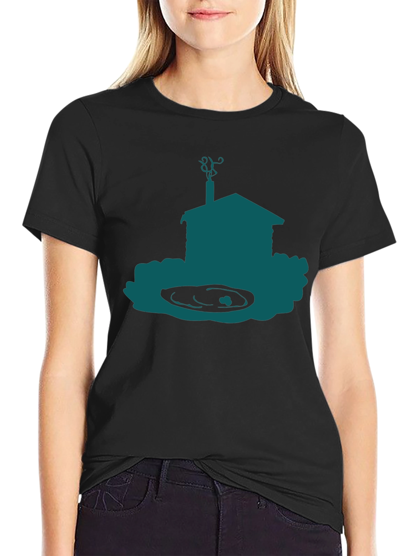 Cabin Silhouette Graphic Tee - Black