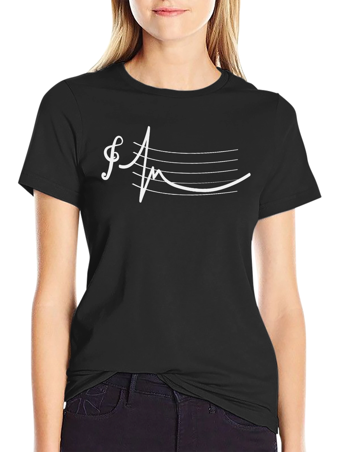 Musical Heartbeat T-Shirt - Black Cotton Tee
