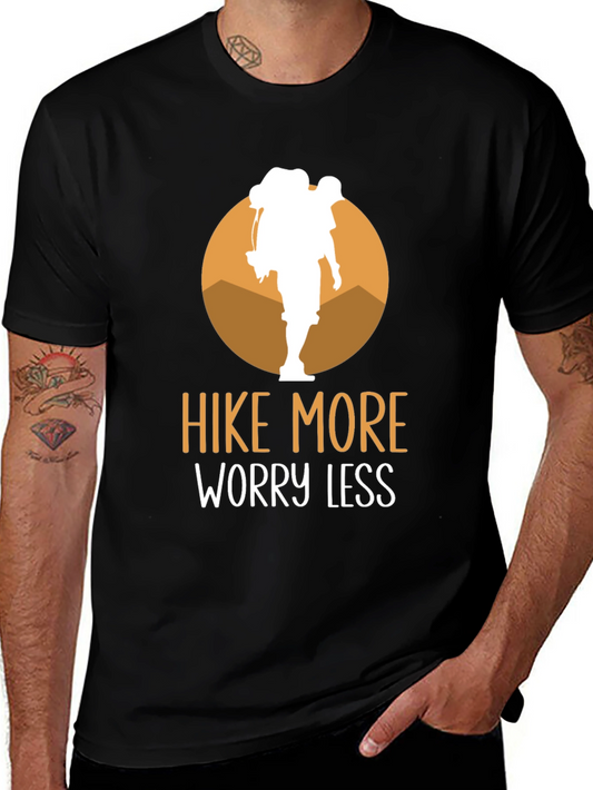 Hike More Worry Less Graphic Tee - Outdoor Adventure Shirt