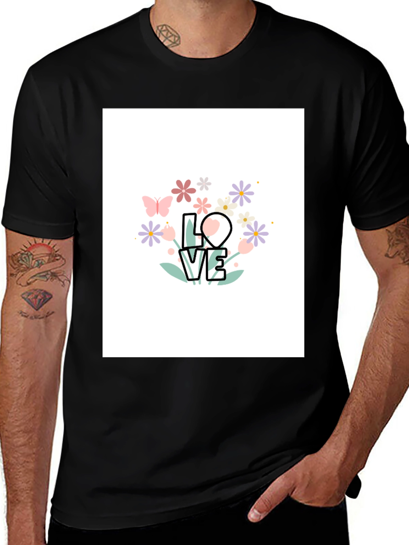 Floral LOVE Graphic T-Shirt - Trendy Casual Wear