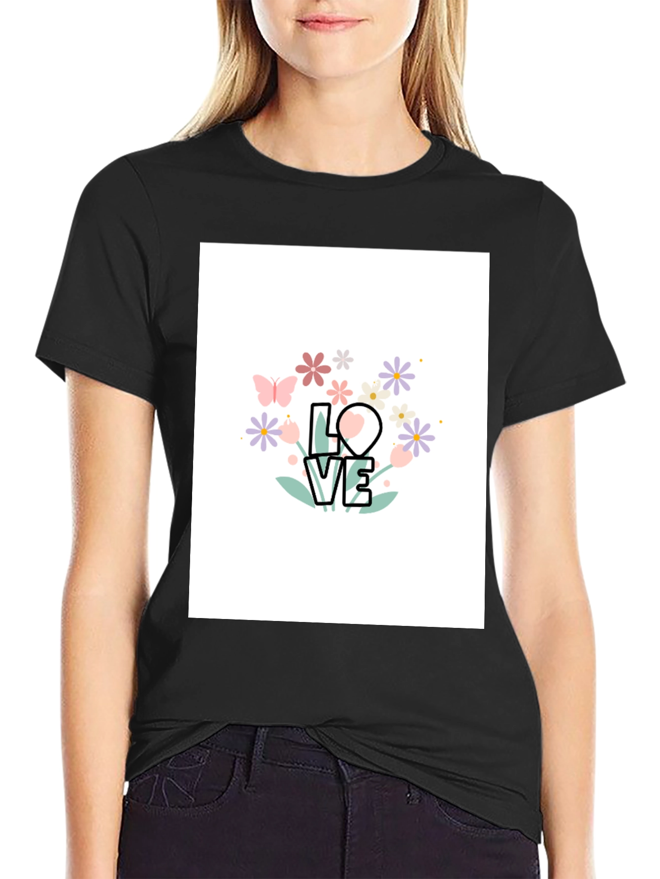 Floral LOVE Graphic T-Shirt - Trendy Casual Wear