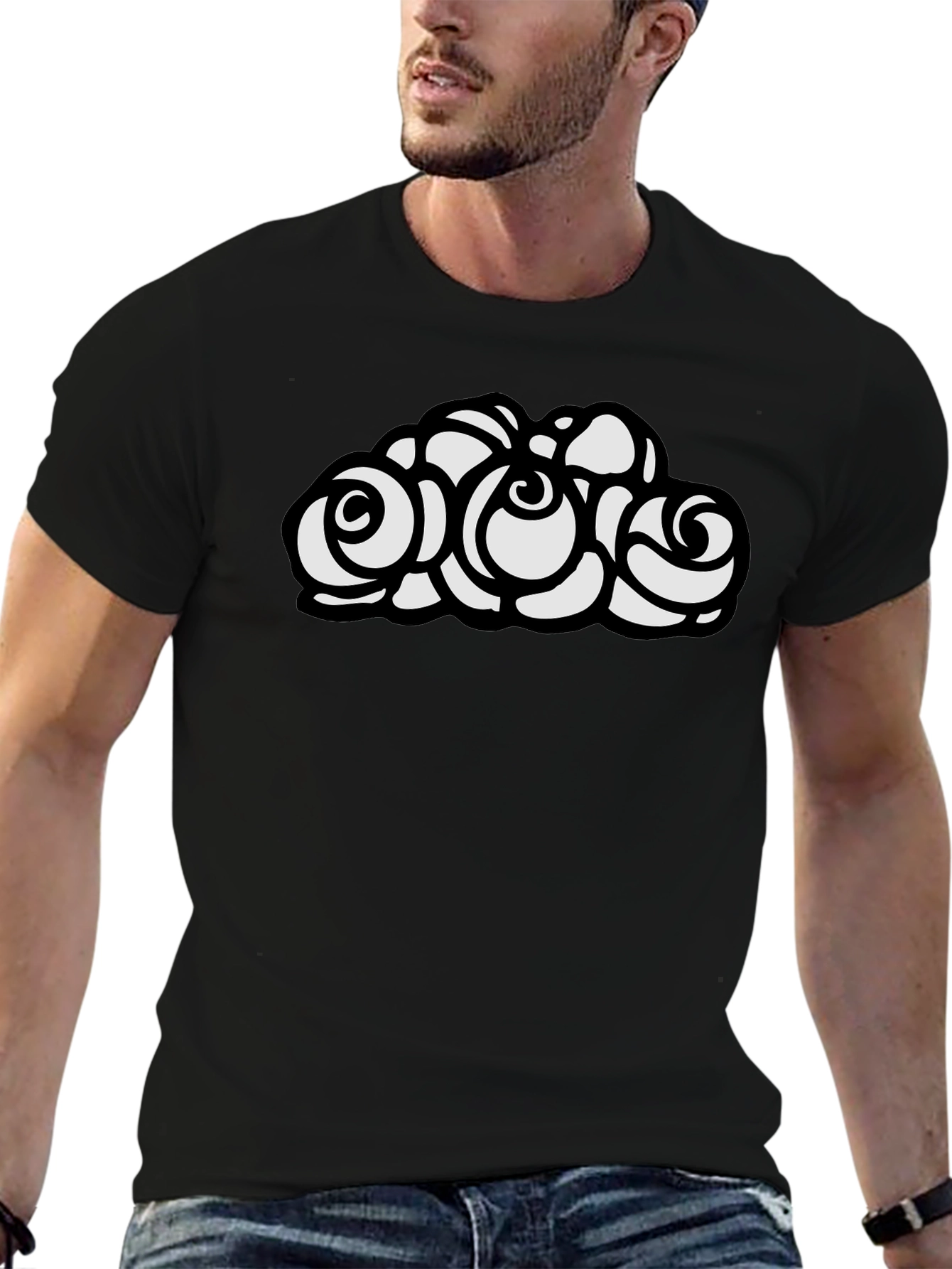 Black T-Shirt with Rose Graphic
