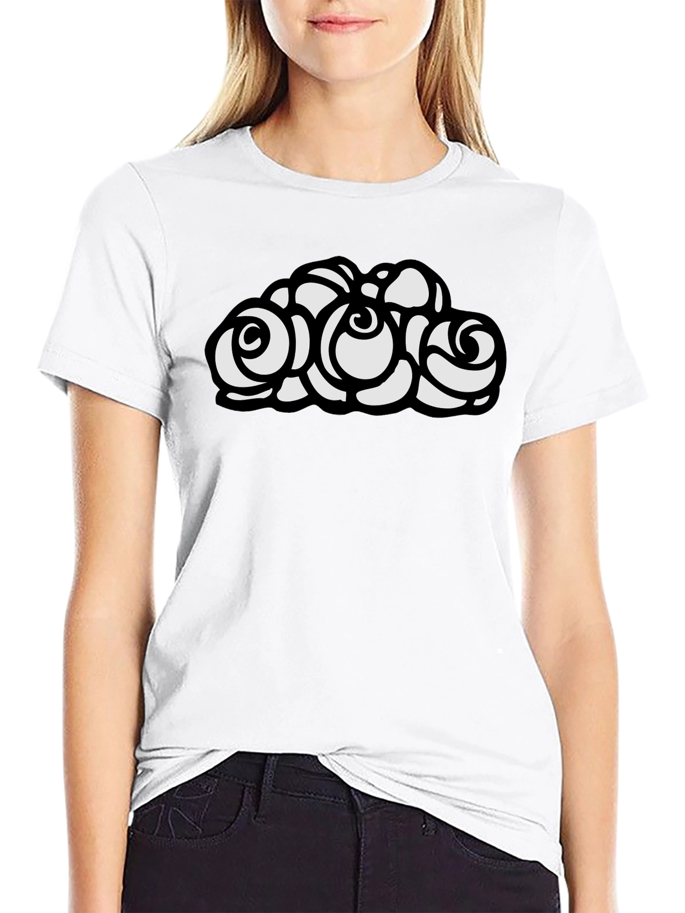 Black T-Shirt with Rose Graphic