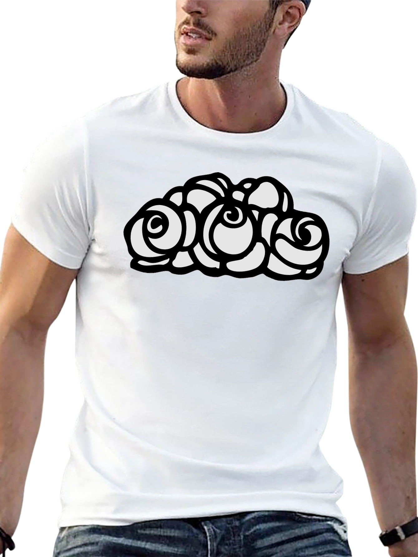 Black T-Shirt with Rose Graphic