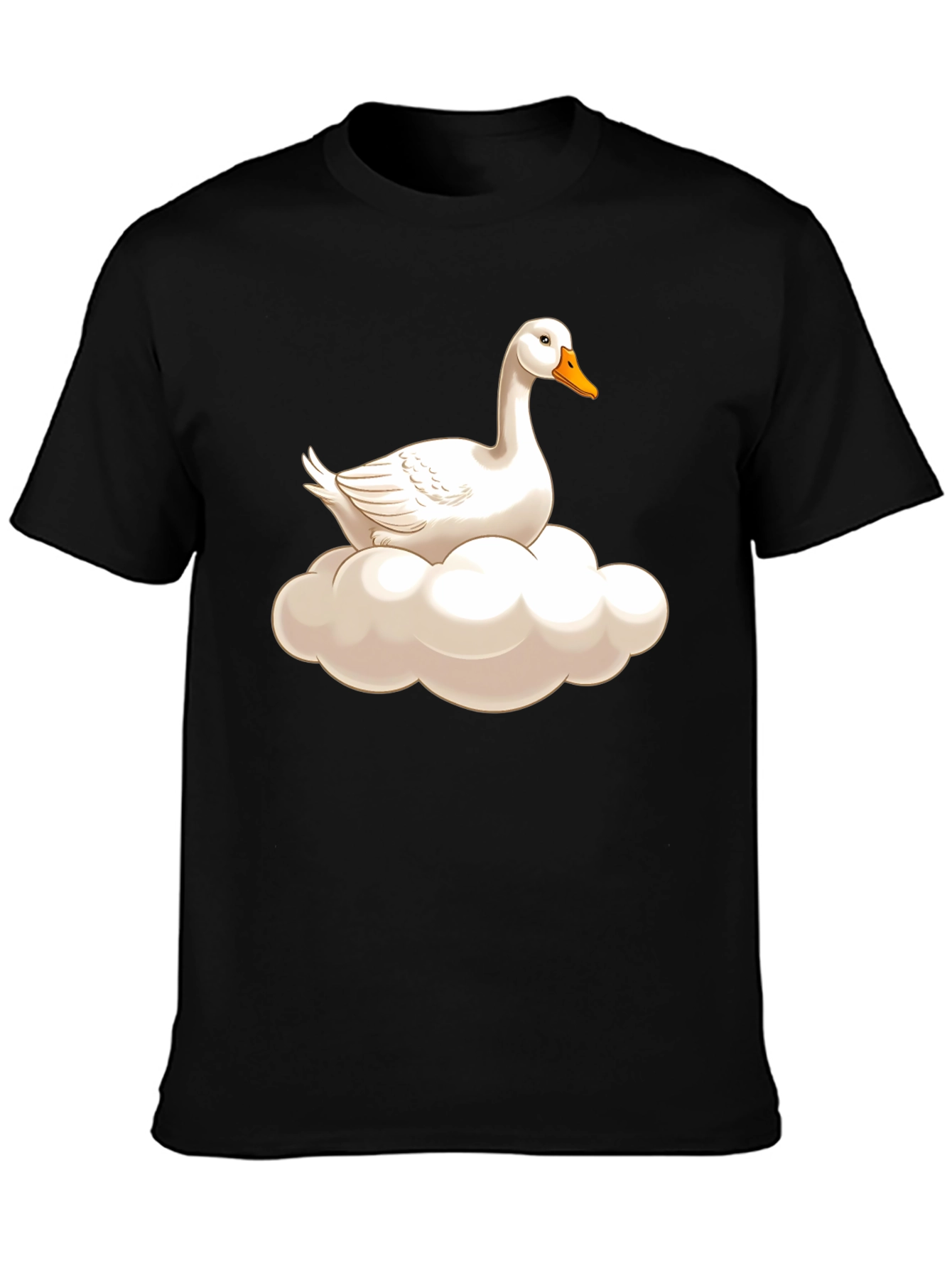 Goose on Cloud Graphic Tee - Black Cotton T-Shirt