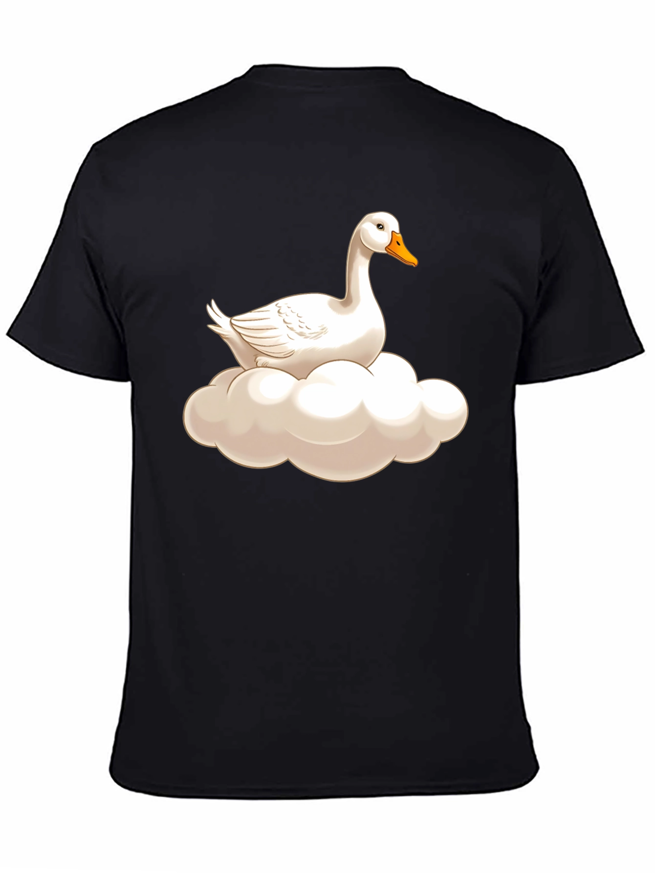 Goose on Cloud Graphic Tee - Black Cotton T-Shirt