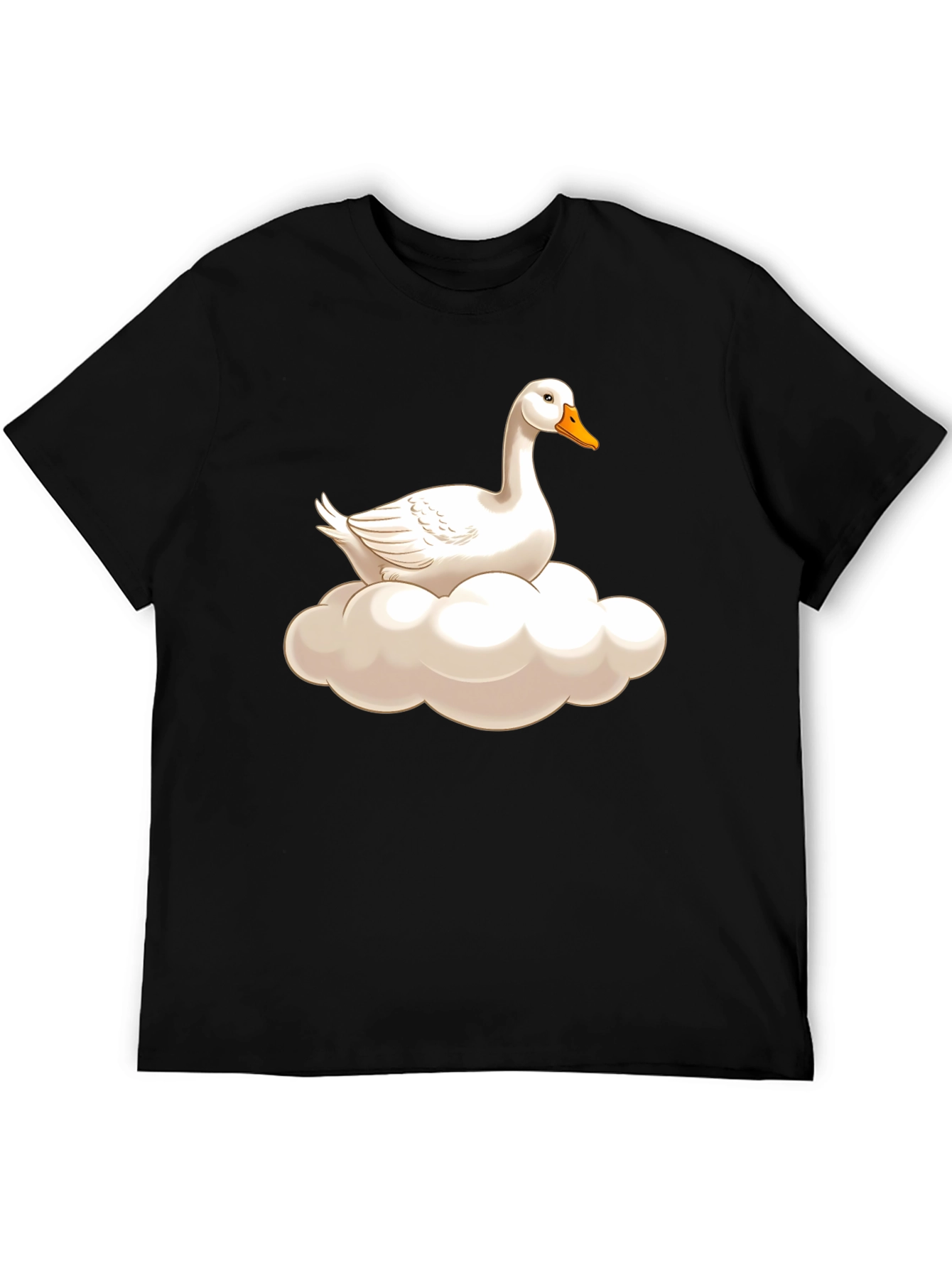 Goose on Cloud Graphic Tee - Black Cotton T-Shirt