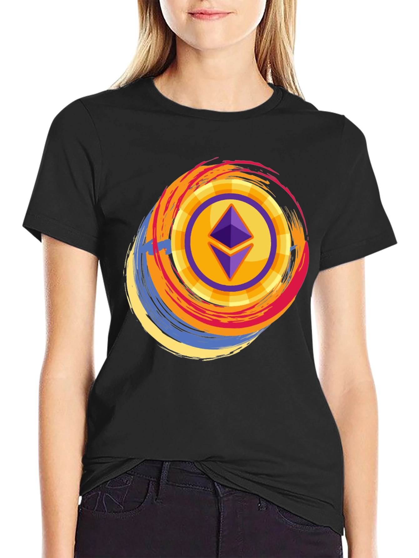 Ethereum Crypto Graphic Tee - Black Cotton T-Shirt